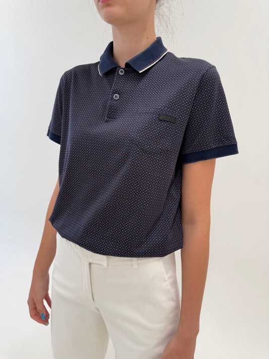 Top Prada polo în nuanțe de albastru
