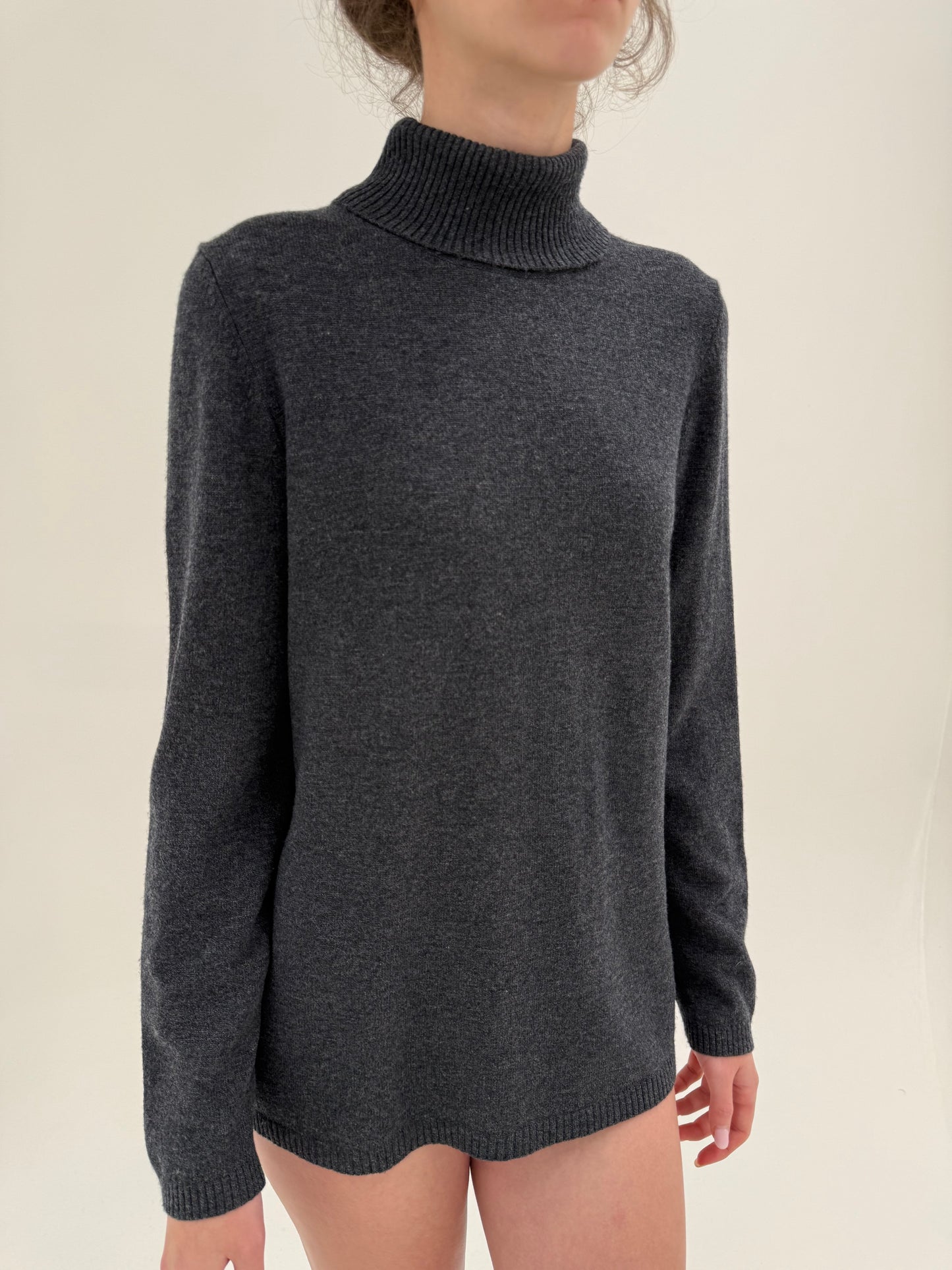 Maleta din cașmir și lana merino extrafina de gramaj mare charcoal gray