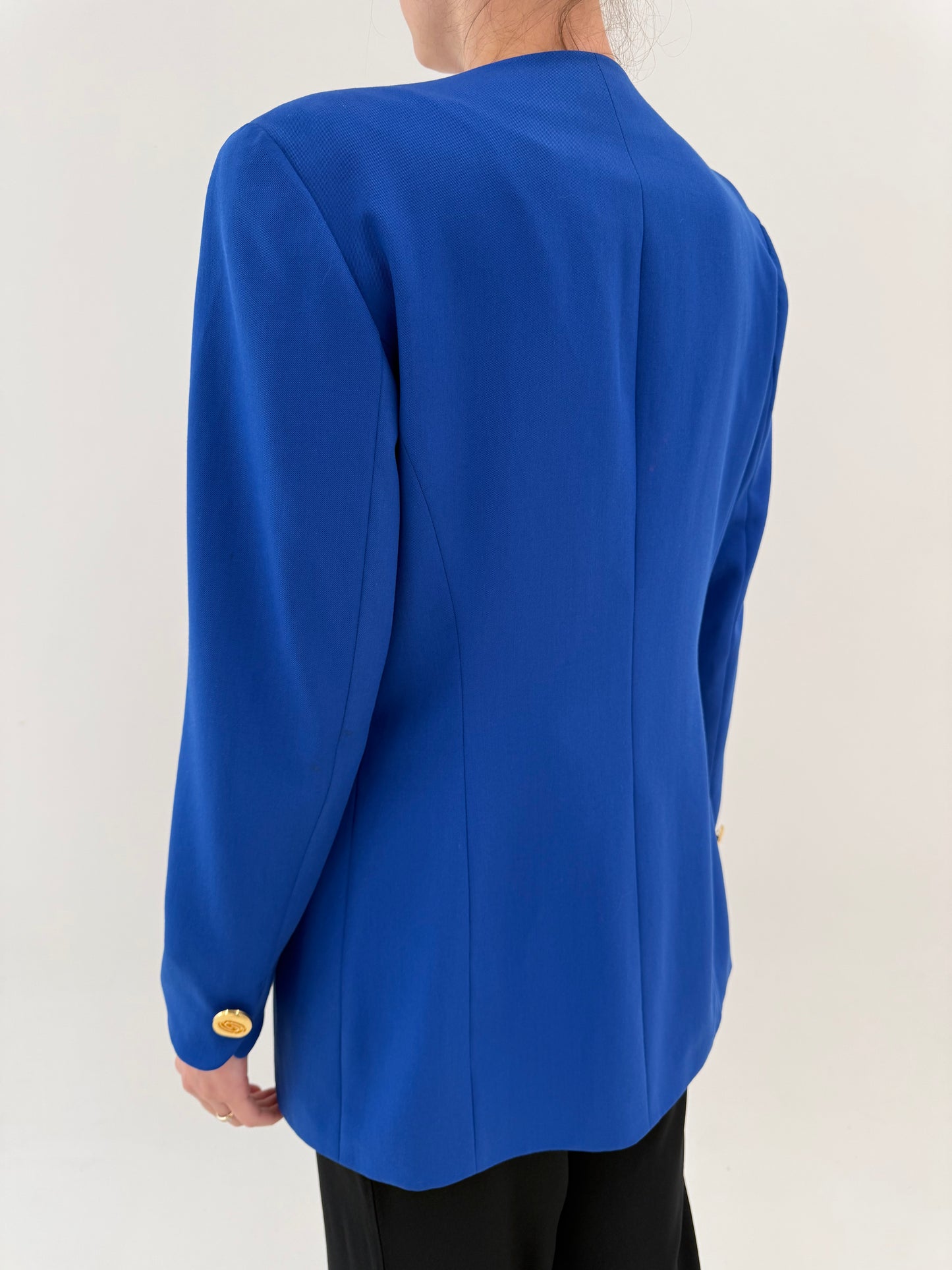Sacou de brand luxury vintage Ted Lapidus albastru regal cu nasturi aurii