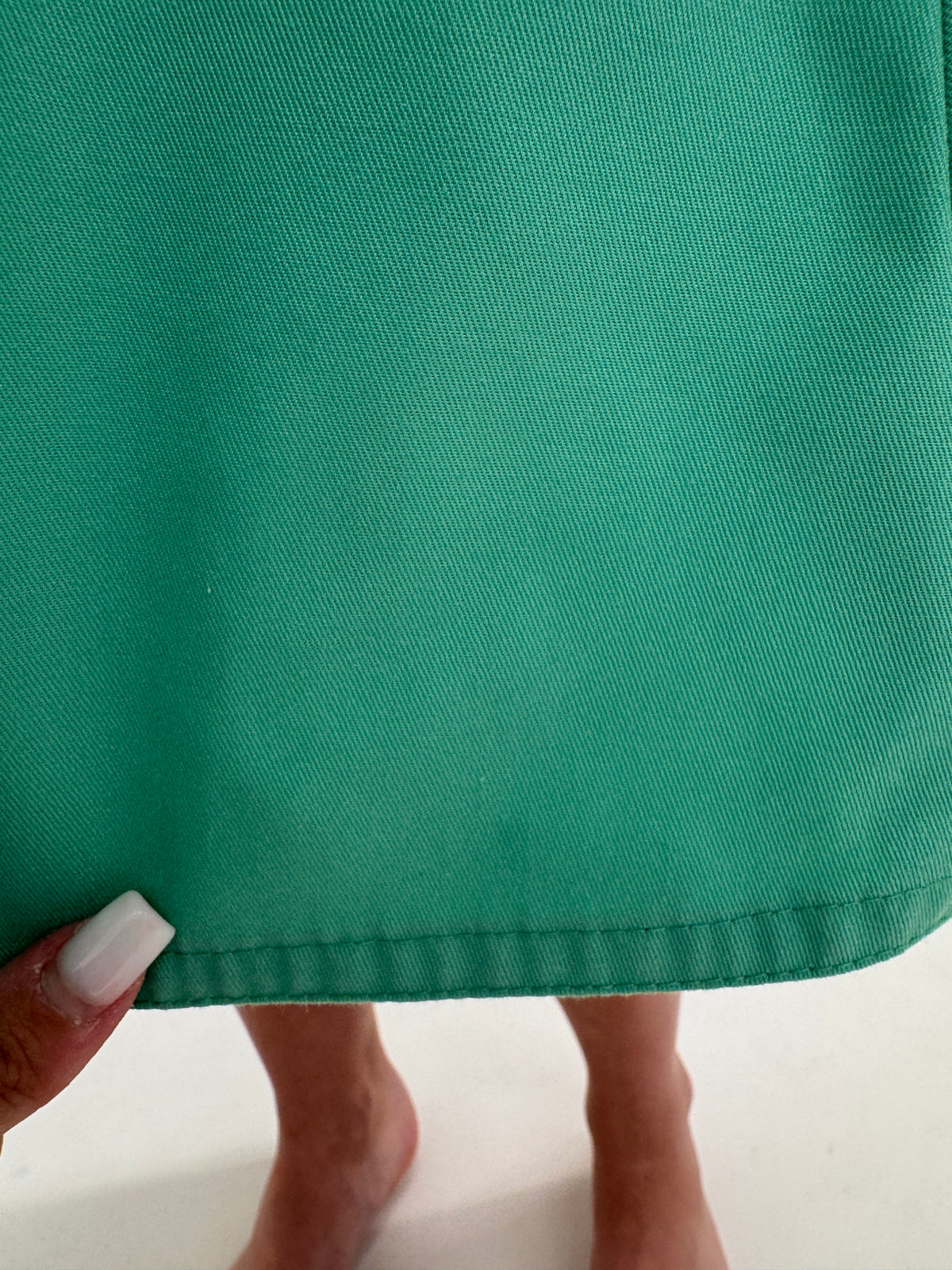 Fustă vintage petrecută mint green cu influențe casual din canvas de bumbac