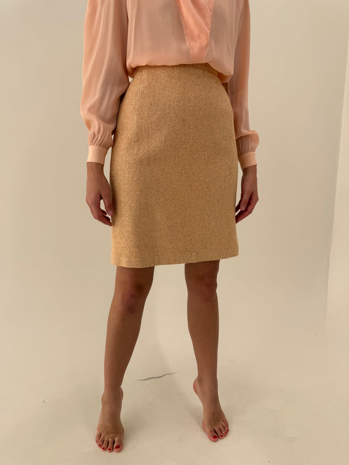 Deux piece vintage luxury din tweed Donegal 100% mătase naturală