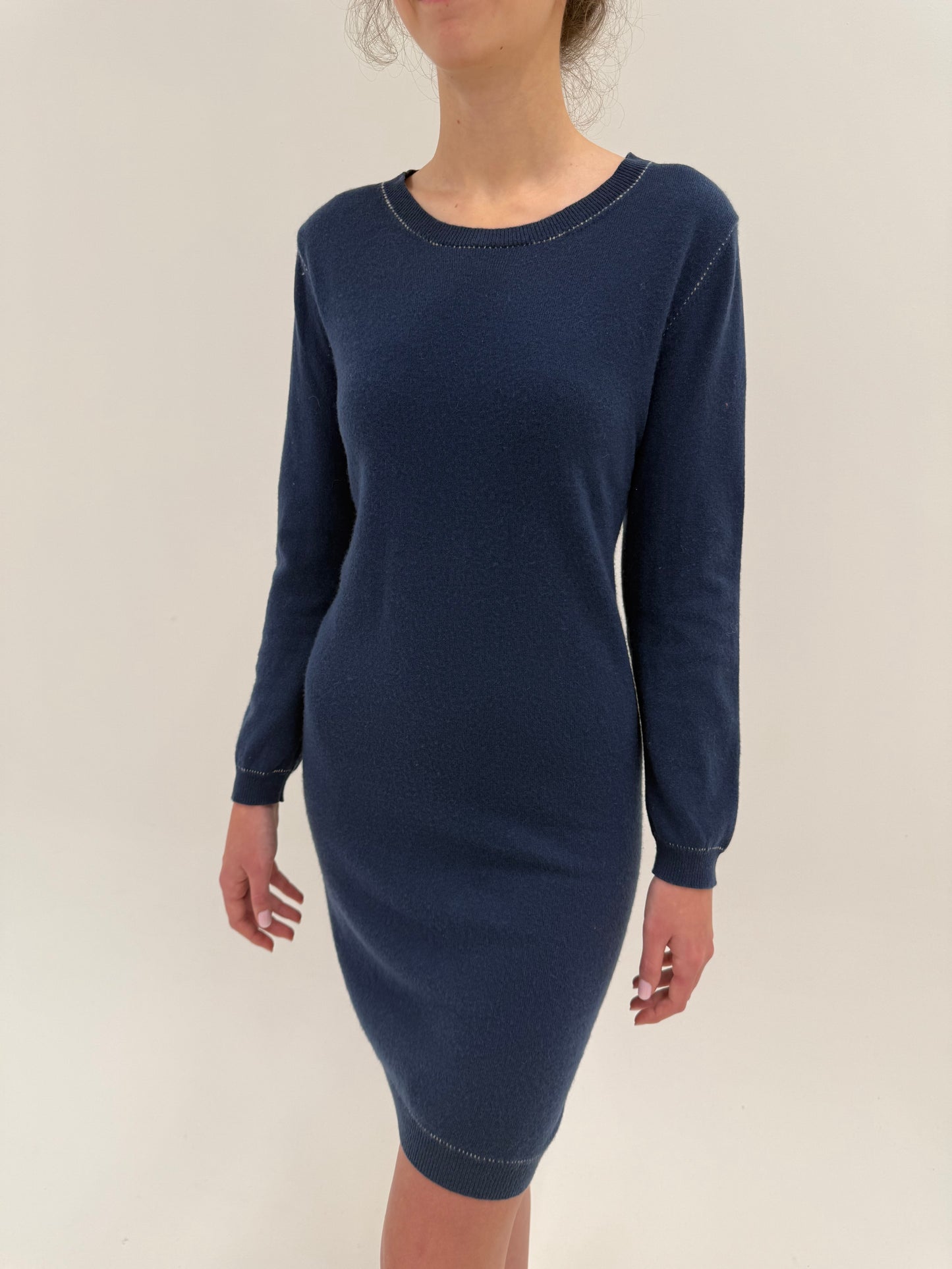 Rochie casual jeans blue din cașmir cu grad redus de peeling