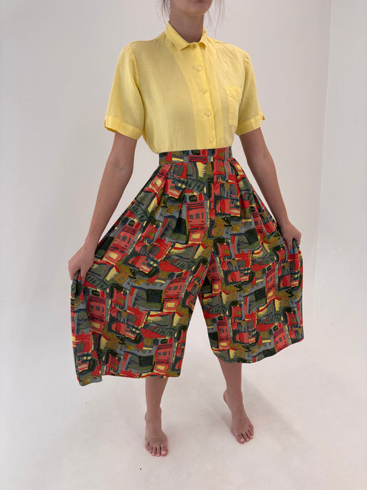 Fustă pantaloni vintage cu talie ultra înaltă marcată super vaporoasă