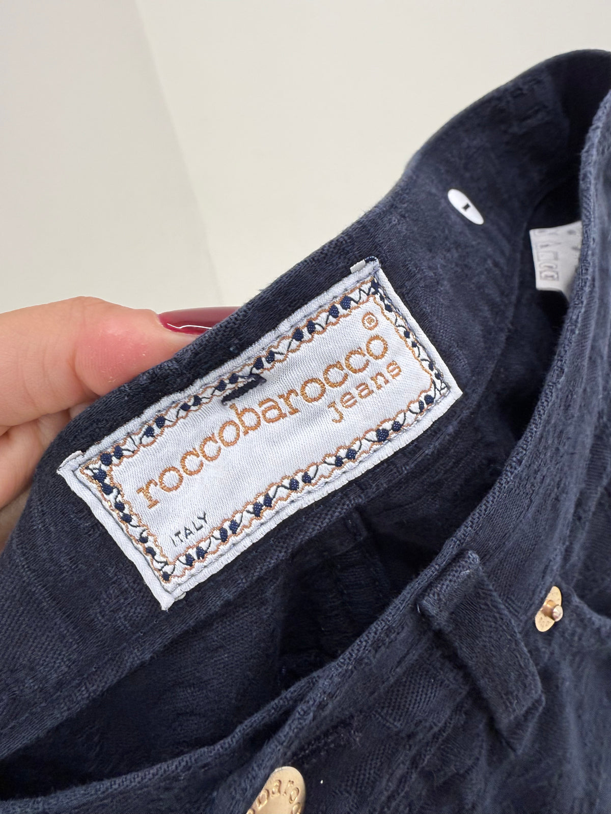 Pantaloni vintage Rocco Barocco din brocart gros și moale de bumbac