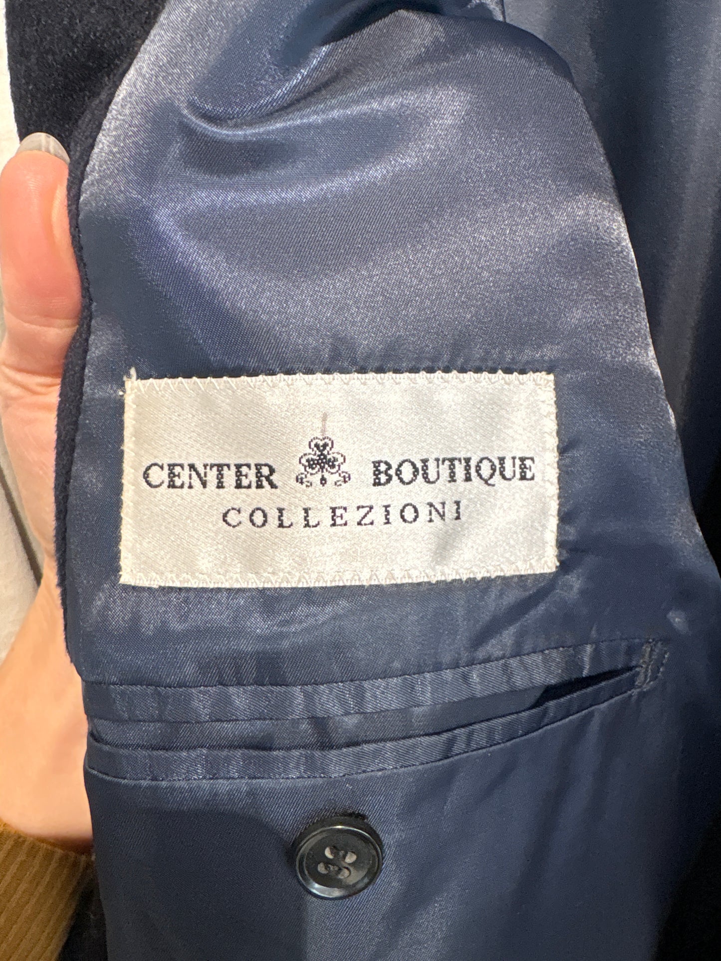 Palton din lana și cașmir navy în croi actual persoane înalte