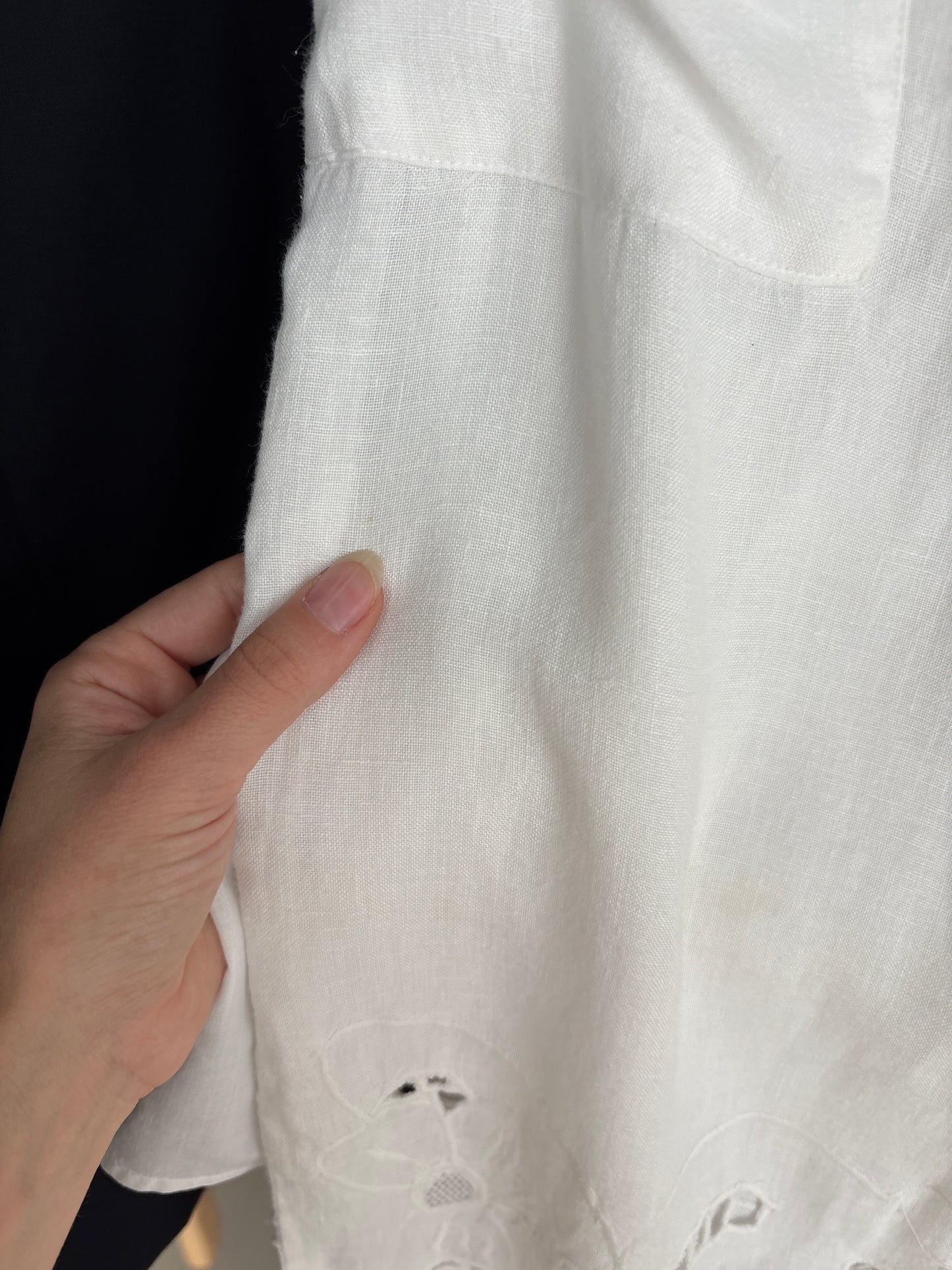 Pantaloni de brand luxury italian din in Antica Sartoria Italiana cu broderie anglaise