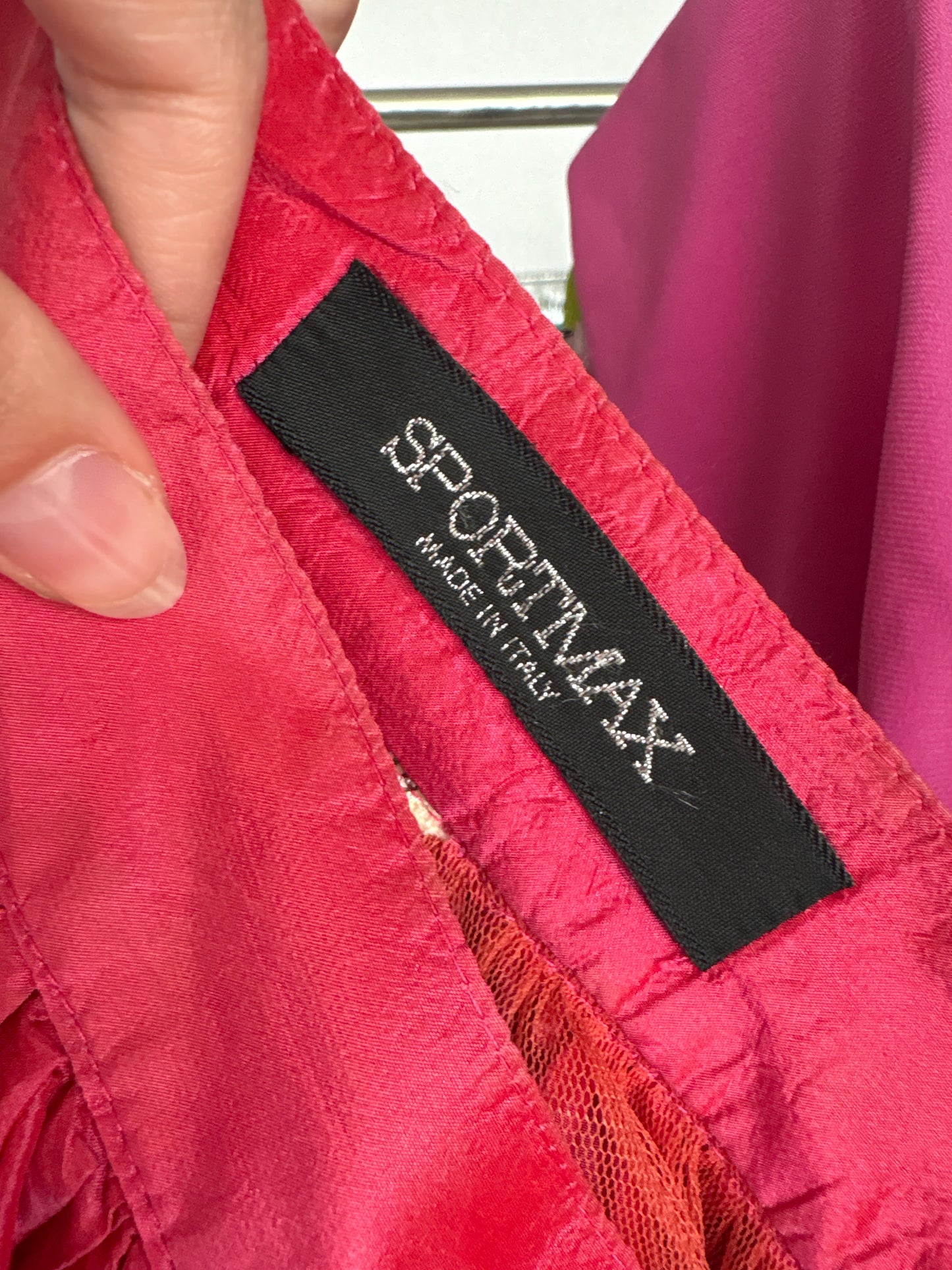Fustă Max Mara din tafta ușor perlata de mătase naturală raspberry red