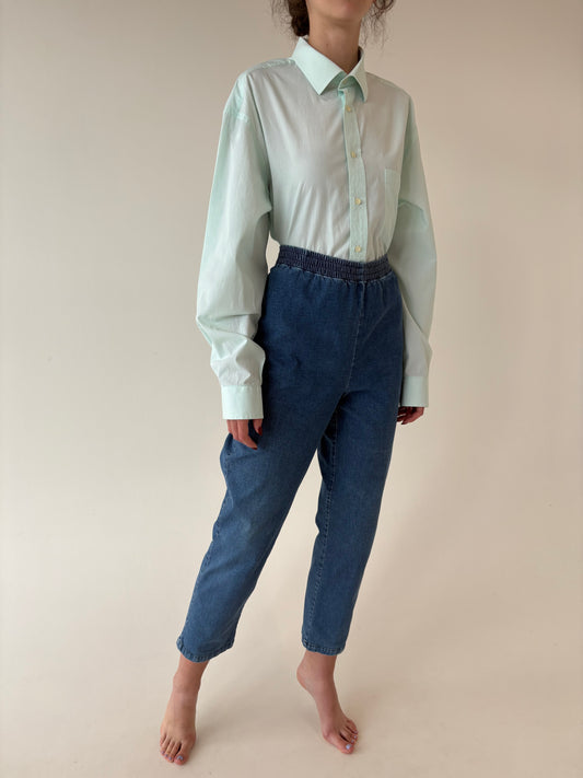 Jeans vintage ultra confort modelator classic wash cu talie mai generoasă