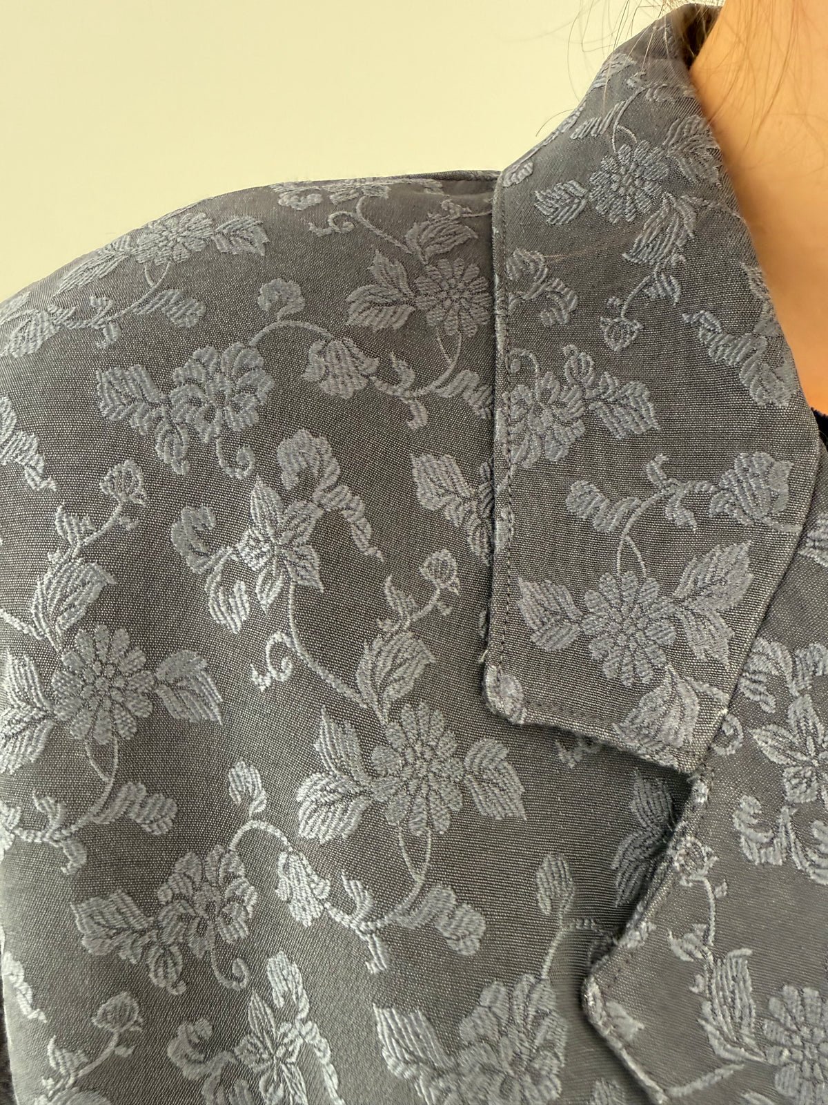 Pardesiu din jacquard blue gray din mix de lana extrafina și bumbac