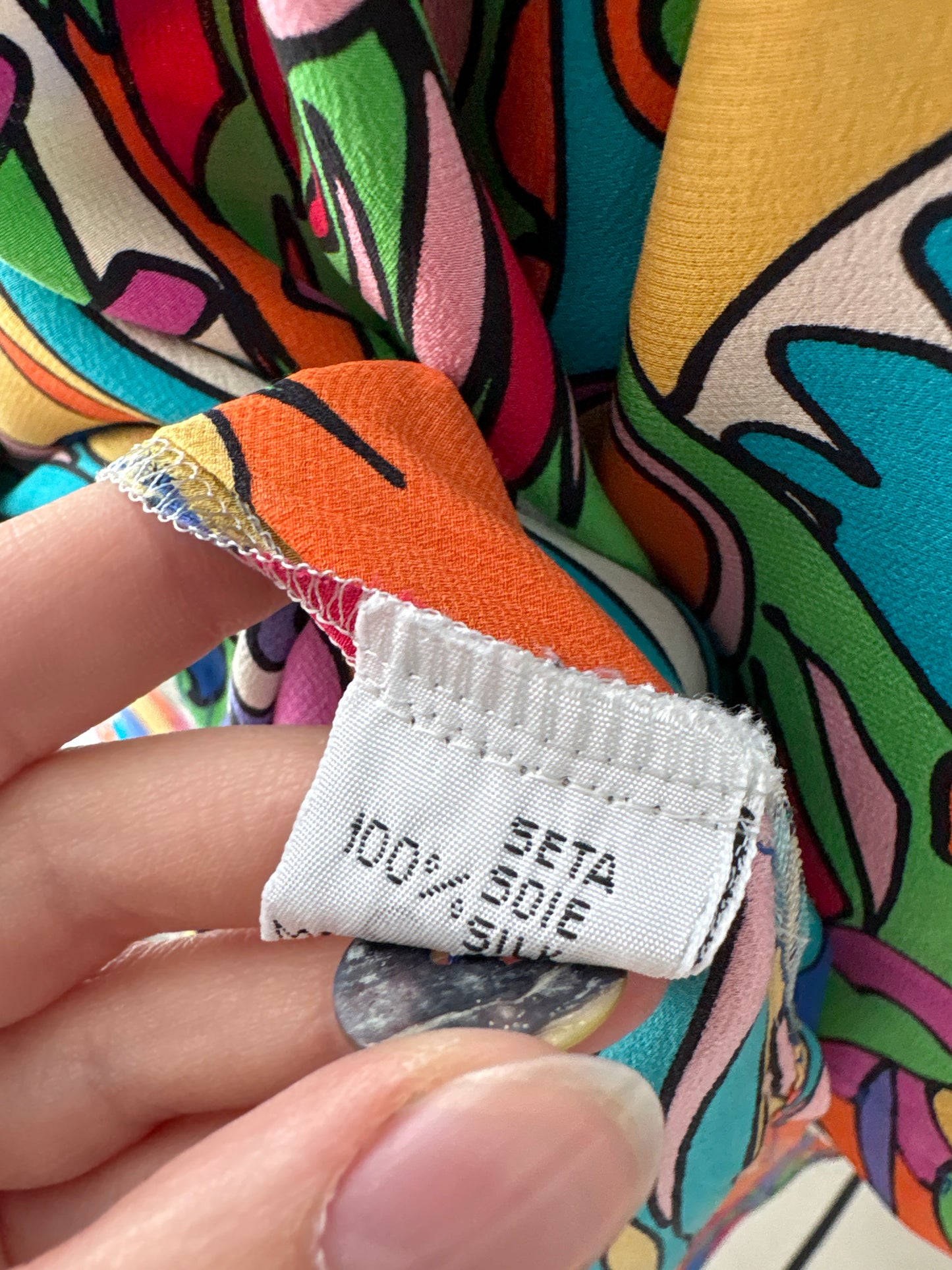 Cămașa vintage italiană de designer cu print superb în culori tari