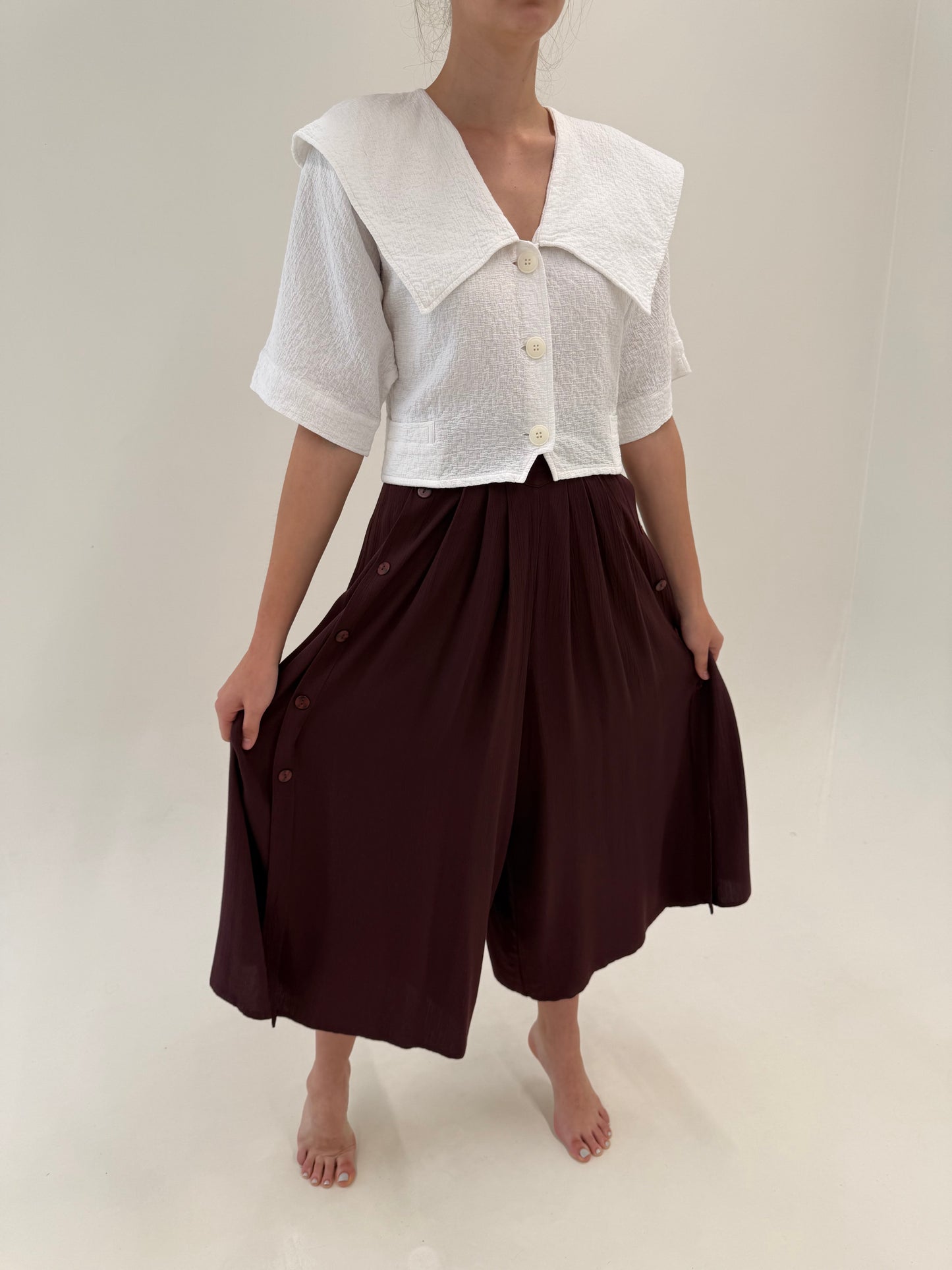 Fustă pantaloni vintage uber vine cu talie ultra înaltă elastică