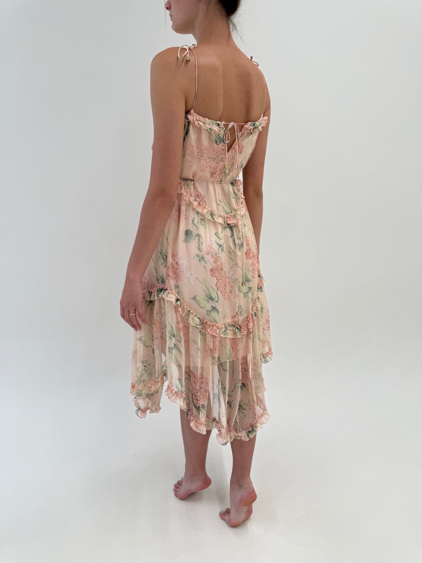 Rochie boho super vaporoasă din mătase naturală powder Pink de la zi la seară