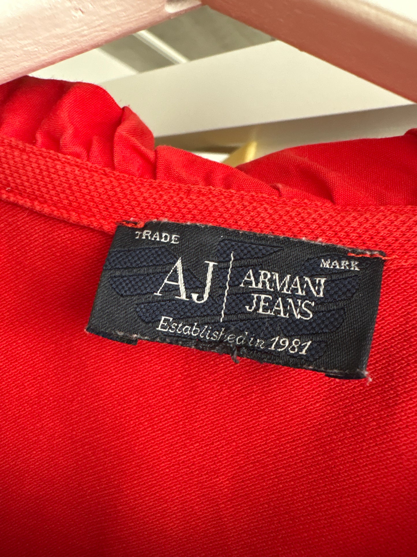 Top polo Armani cherry red din bumbac premium
