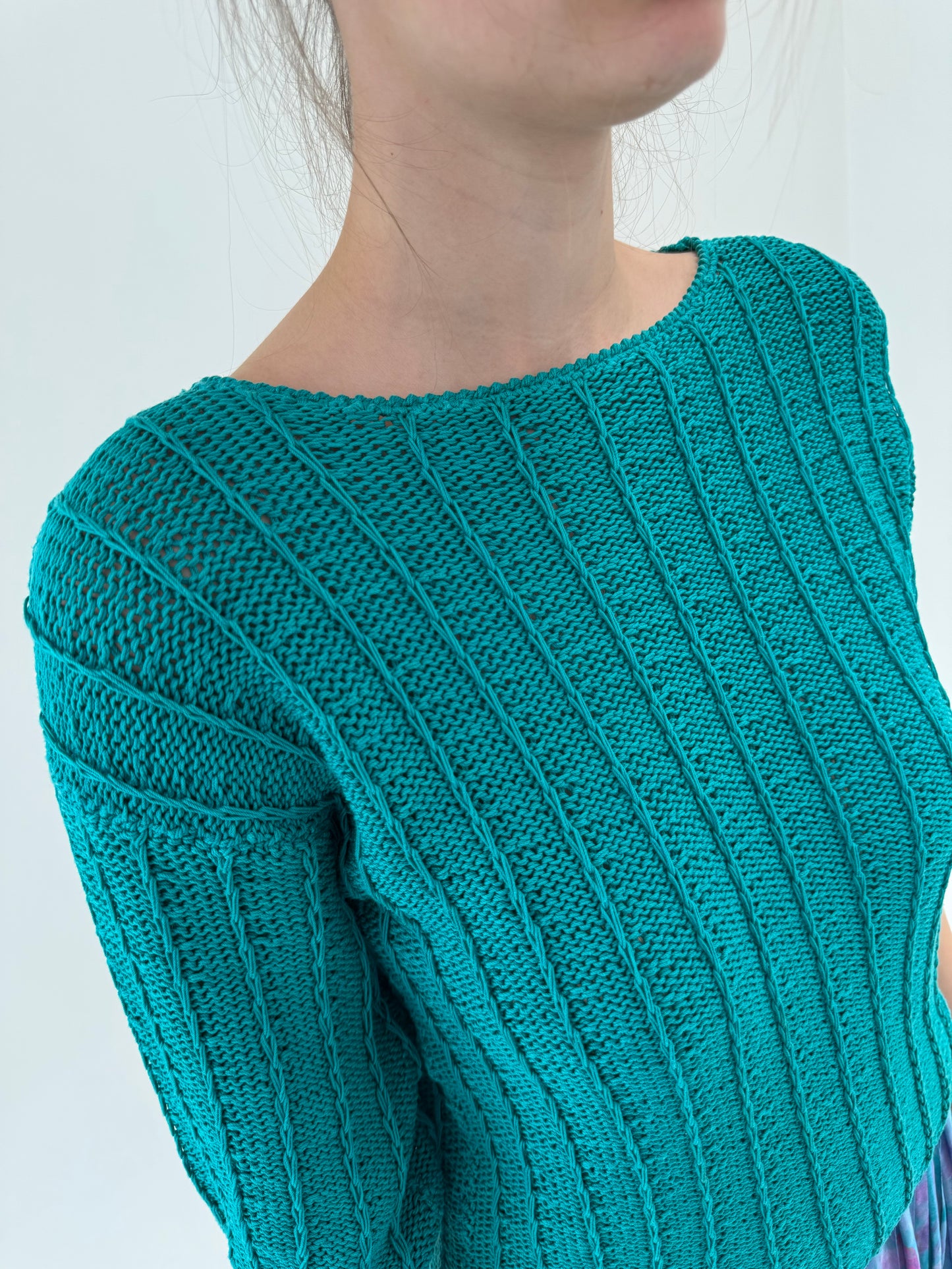Top vintage din jerse premium de bumbac verde smarald