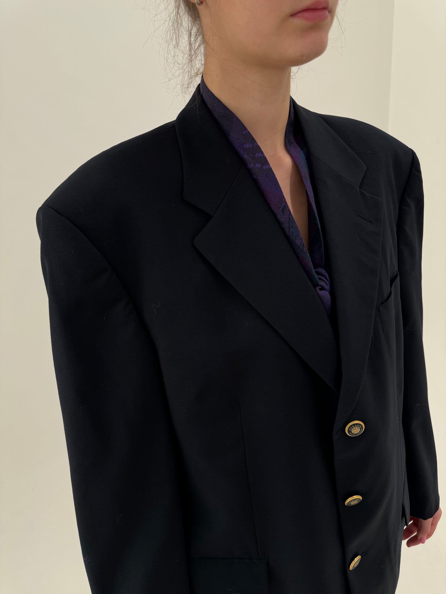 Sacou Navy lucxury Feraud din lanita subțire extrafina certificată în croi actual