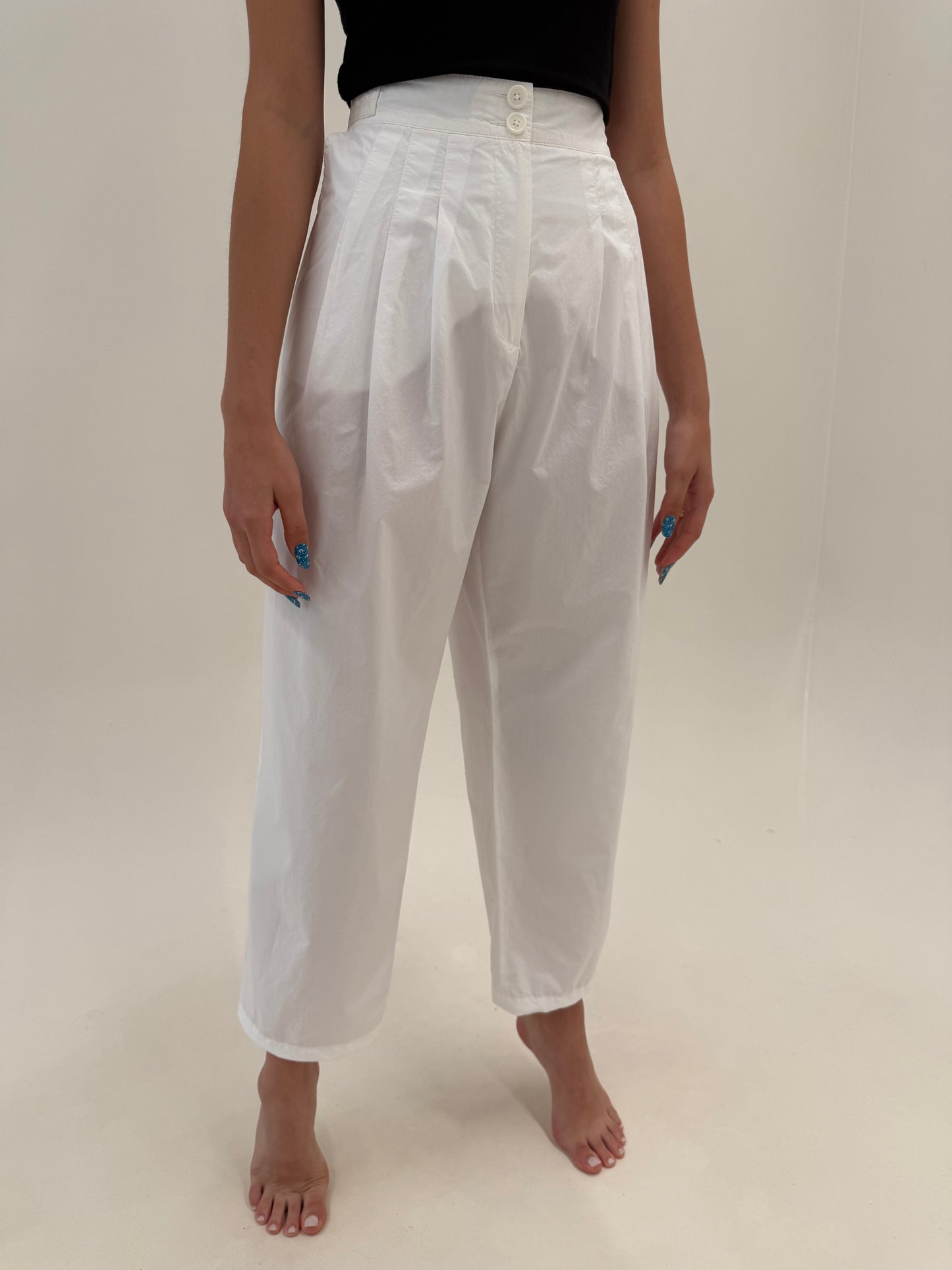 Pantaloni vintage Barrel Sonia Rykiel din poplin excepțional de bumbac