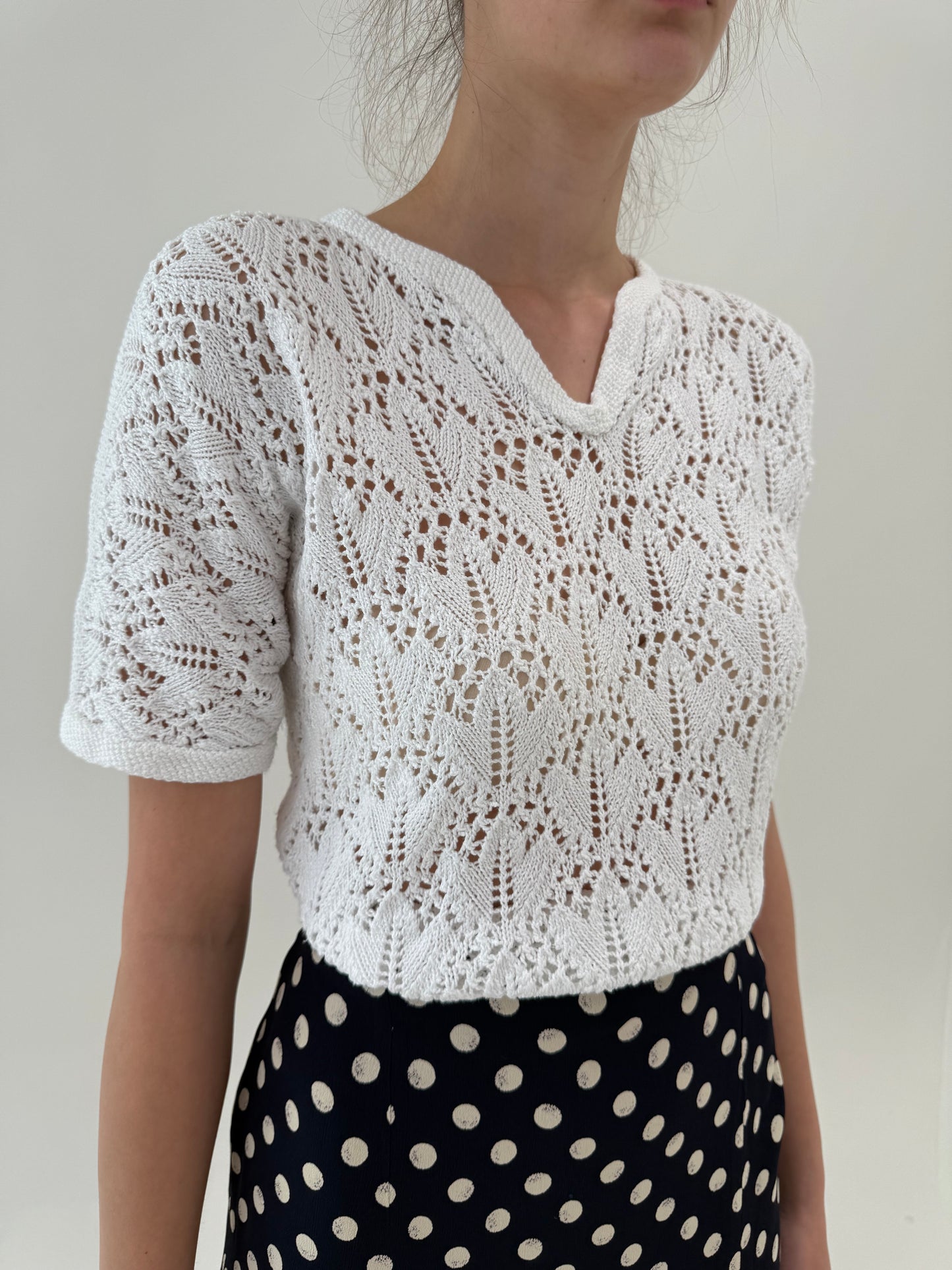 Top premium vintage italian din bumbac macrame dantelat