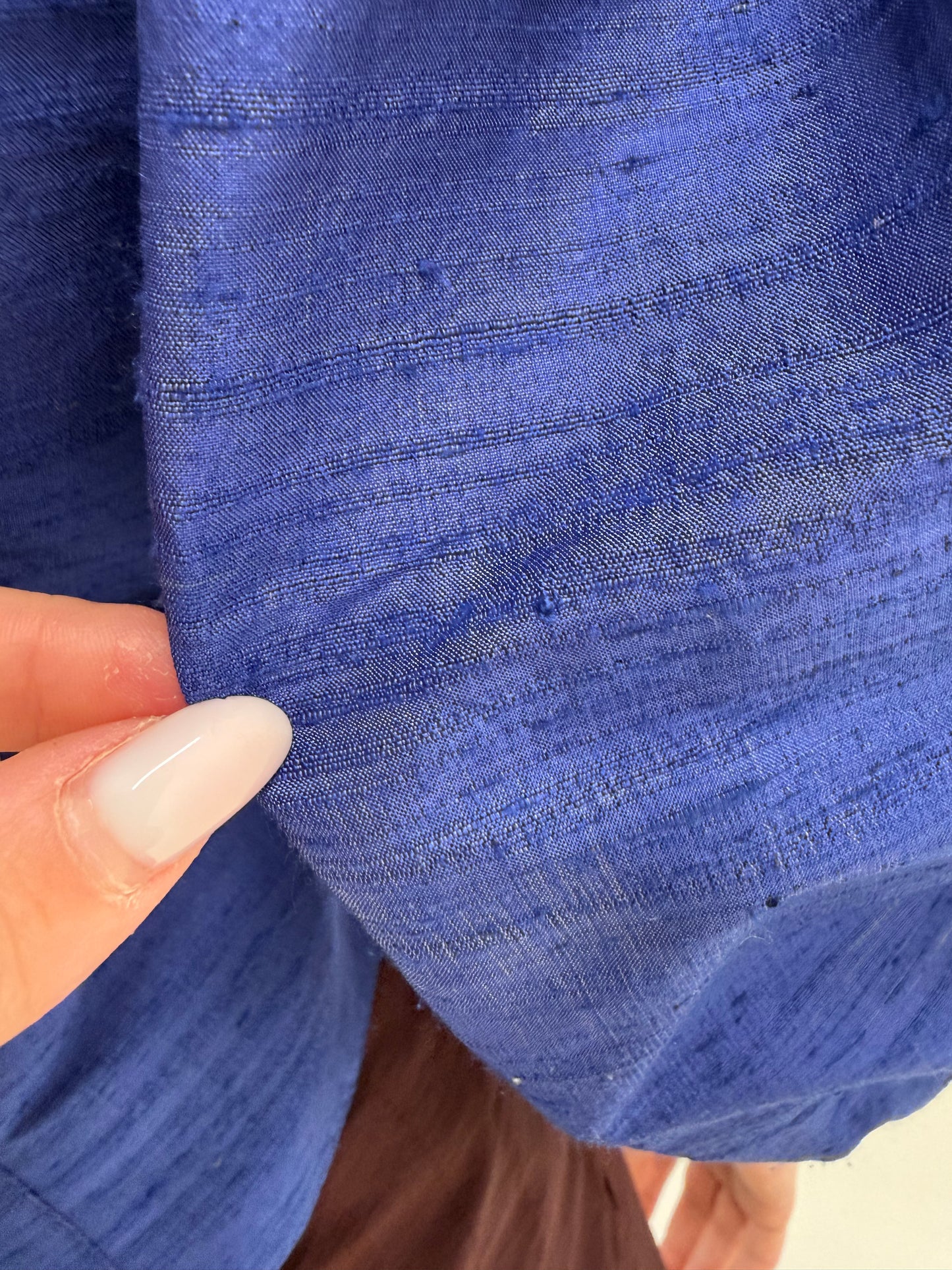 Sacou cambrat din mătase naturală dupioni indigo blue cu umeri bufanți