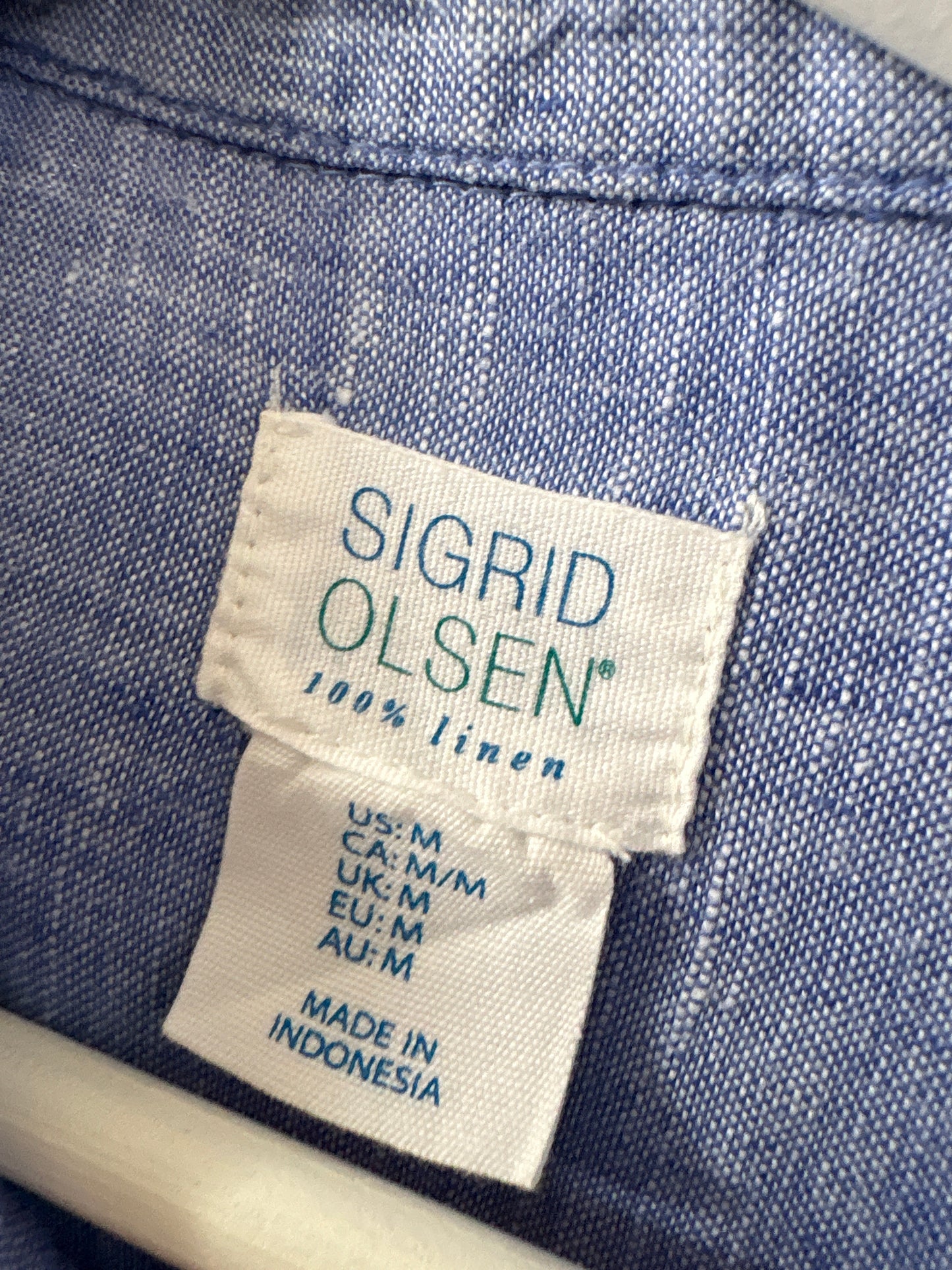 Cămașa din in premium jeans blue melanj cu alb în croi lejer