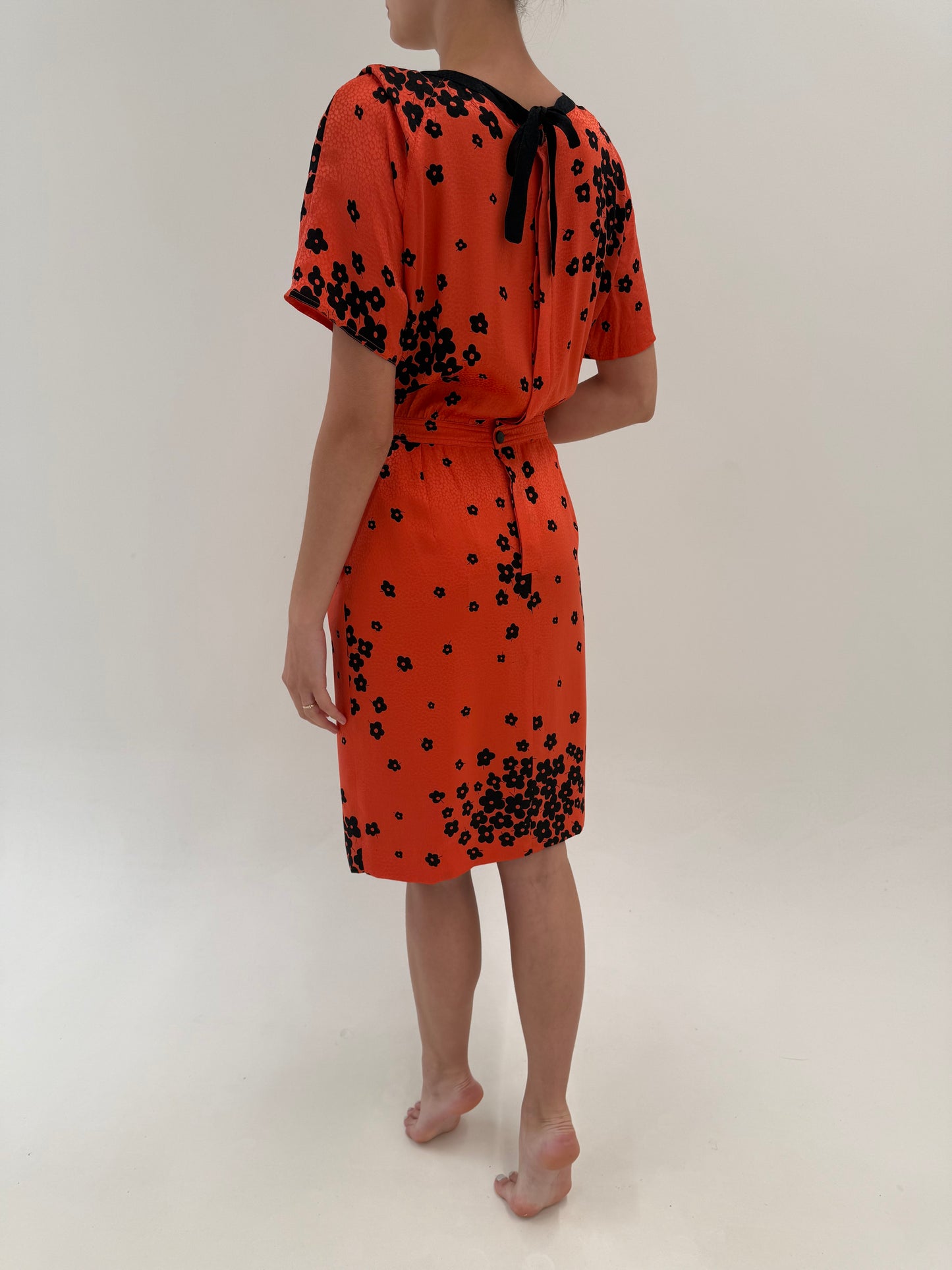 Rochie Valentino vintage din mătase natyala cu talie ultra înaltă marcată