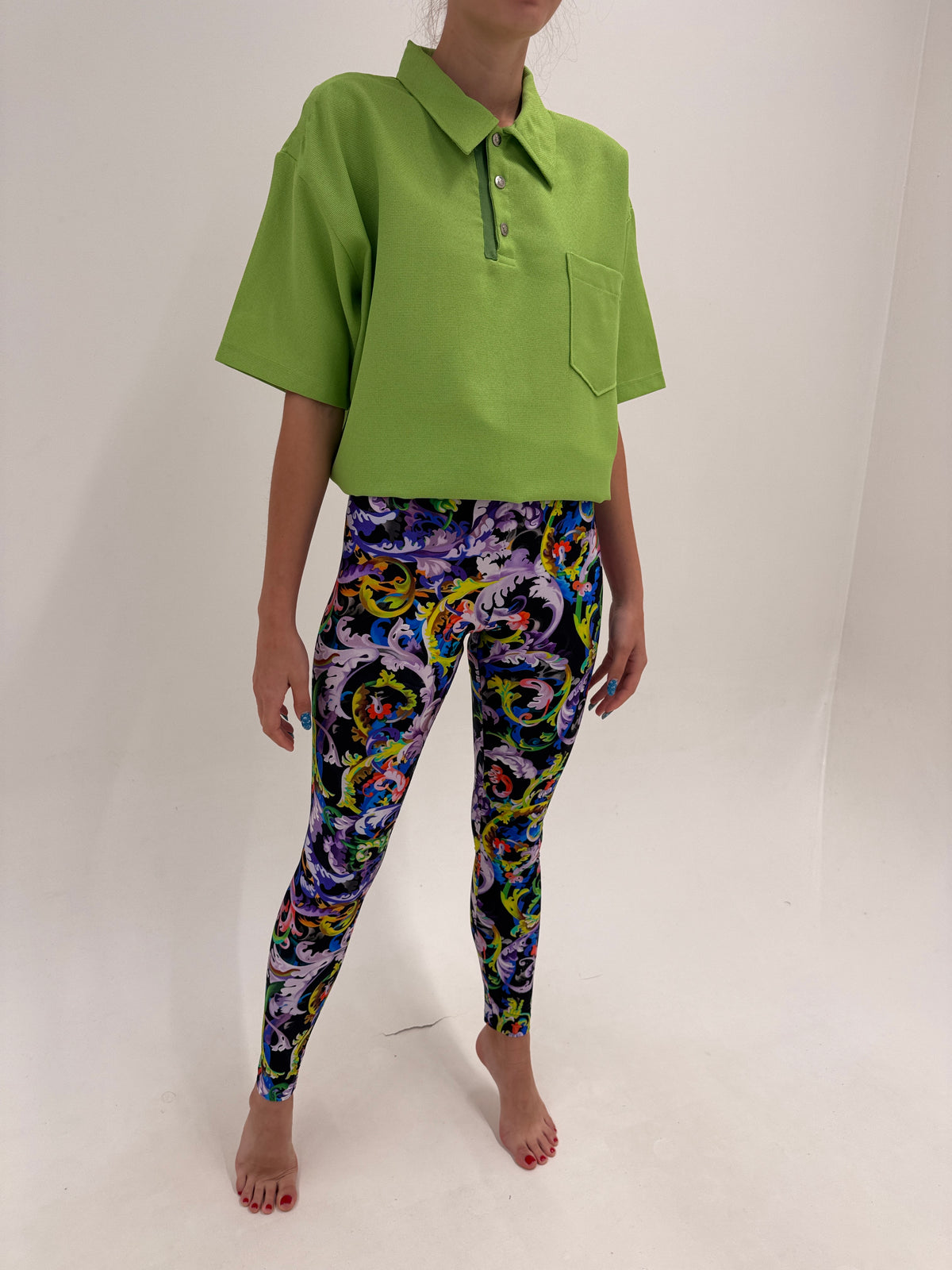 Colanți statement Versace cu print specific brandului noi