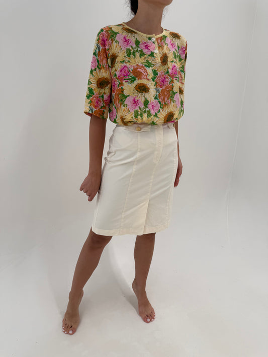 Fusta vintage butter white cu influențe safari de brand luxury Elegance
