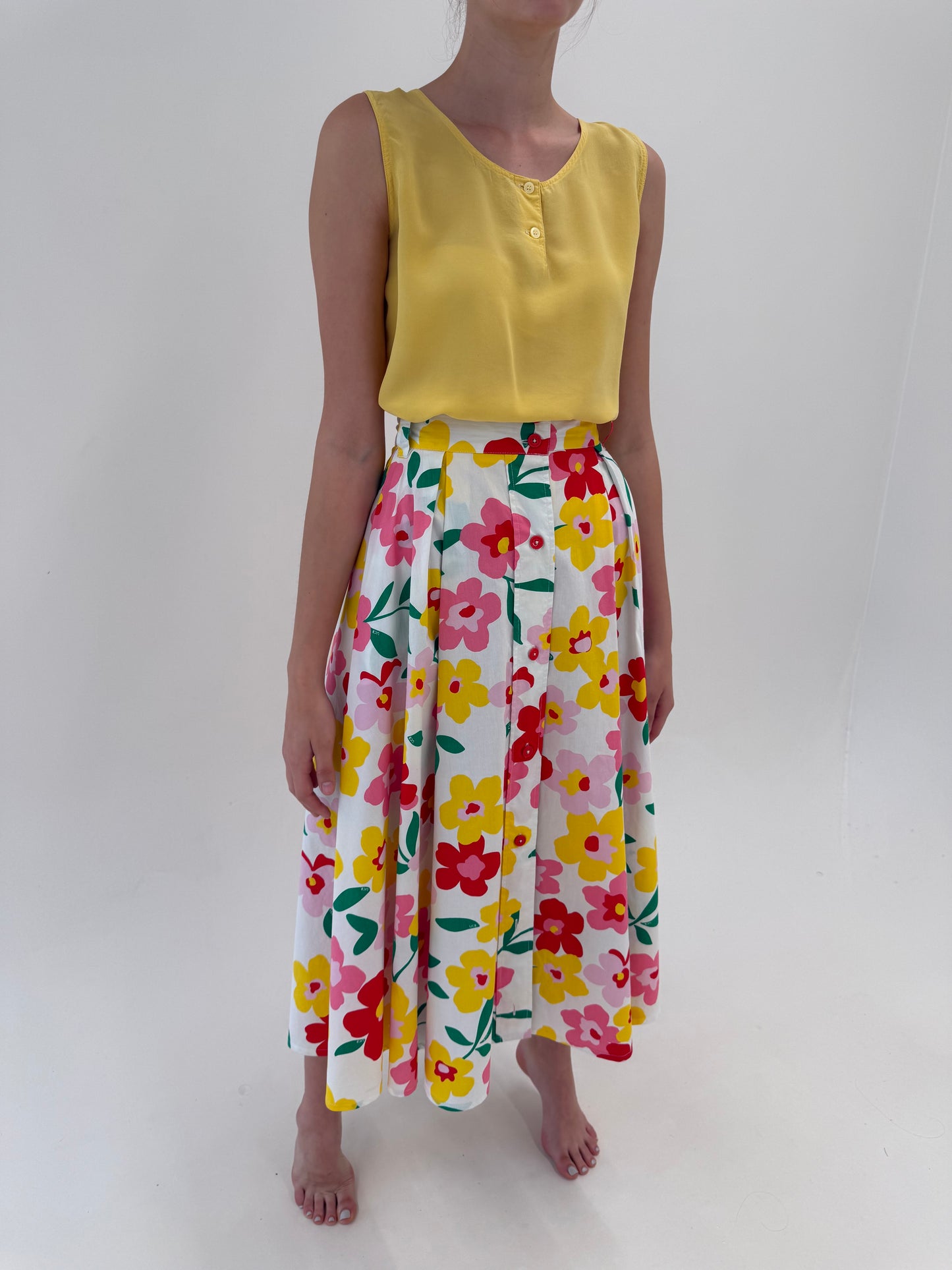 Fustă de bumbac maxi cu buaizbre și print floral