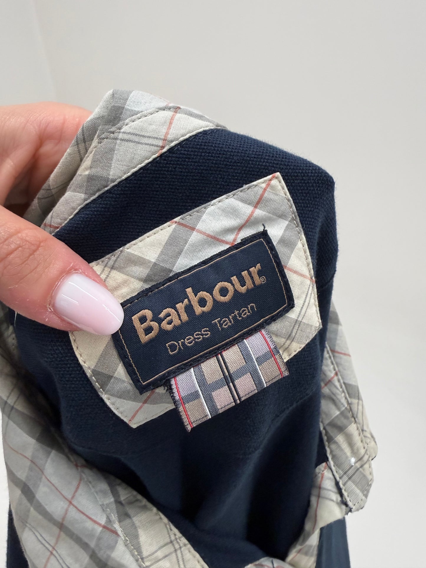 Top polo luxury Barbour Navy cu guler Peter Pan specific brandului