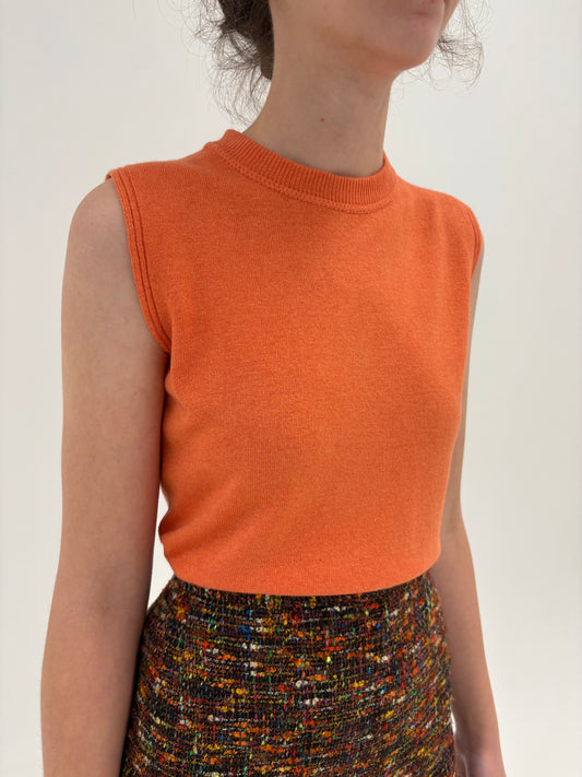 Top crew neck oranj din lana merino extrafina