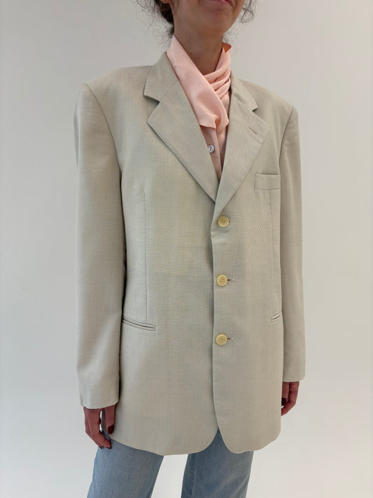 Sacou ultra premium italian off white silver gray din cea mai fină lana