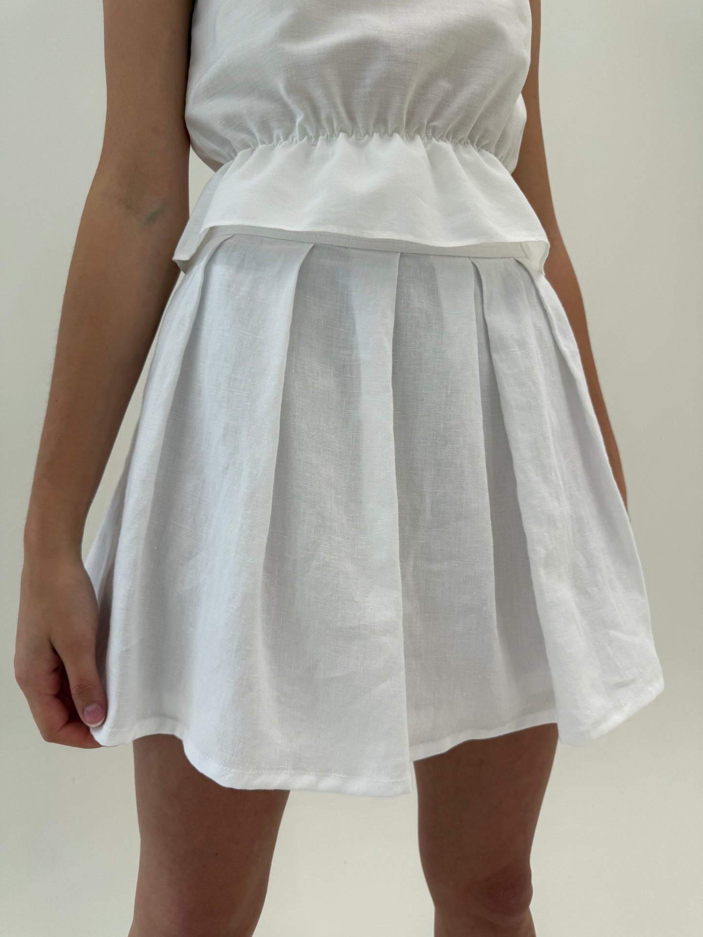 Fustă ampla din in premium cu talie ultra înaltă marcată