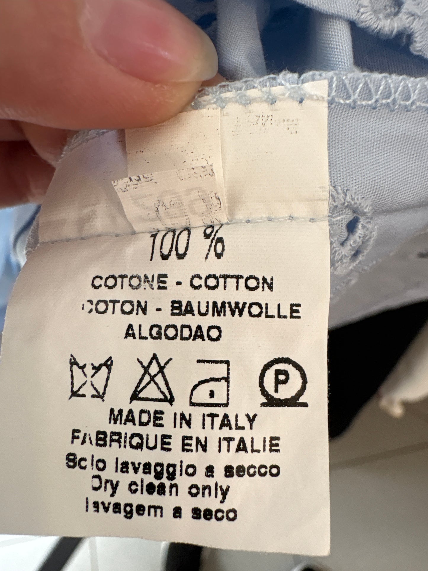 Corsaj italian baby blue cu broderie anglaise