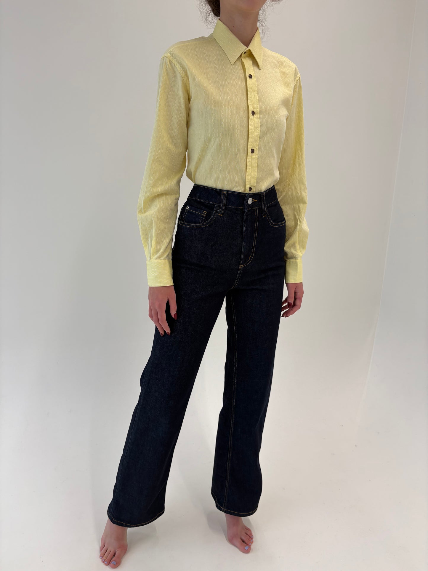 Jeans tall premium evazati dark wash modelatori cu talie ultra înaltă