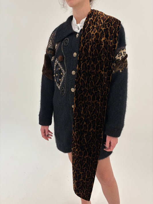 Eșarfă din catifea animal print de mătase naturală