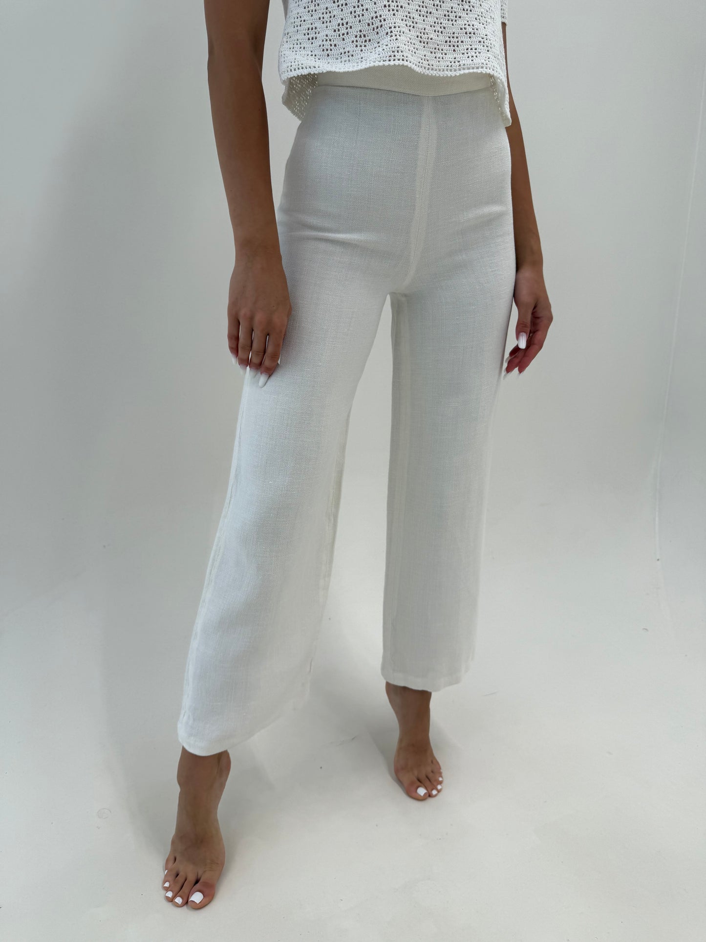 Pantaloni luxury Iceberg palazzo din pânză excepțională de in cu talie extrem de înaltă