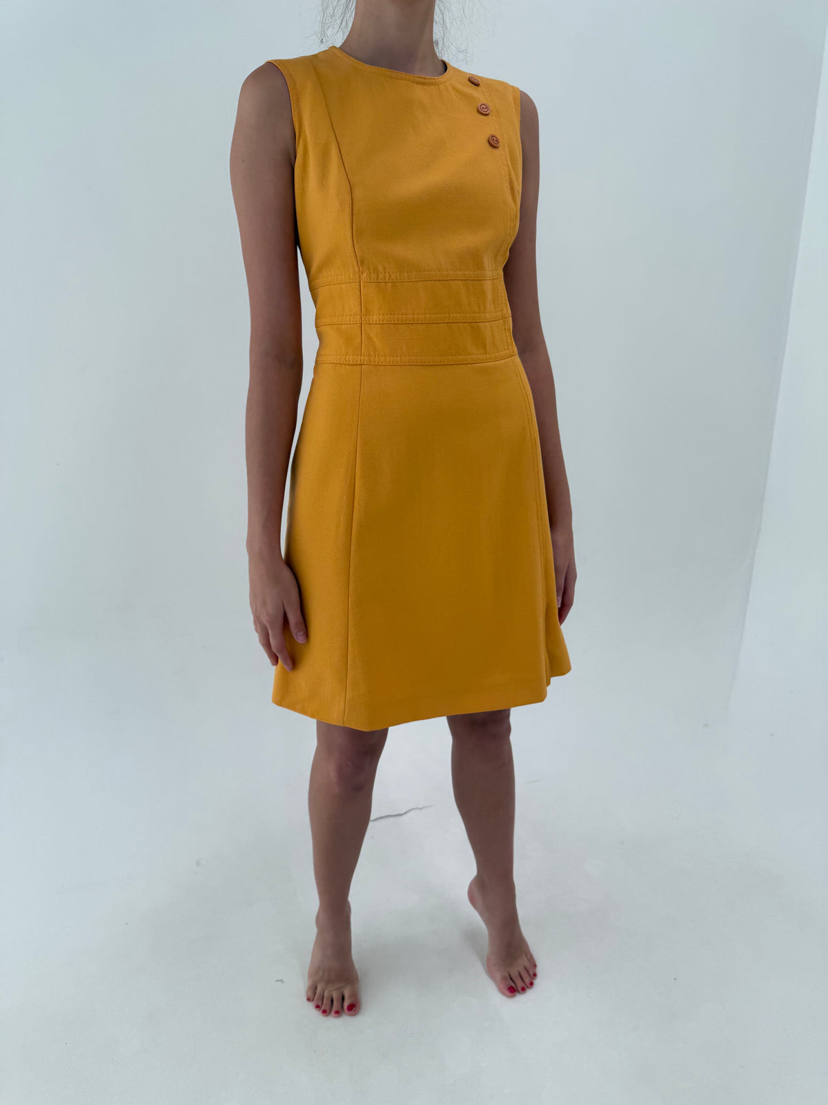 Rochie old vintage anii 60 din lana extrafina texturata light orange