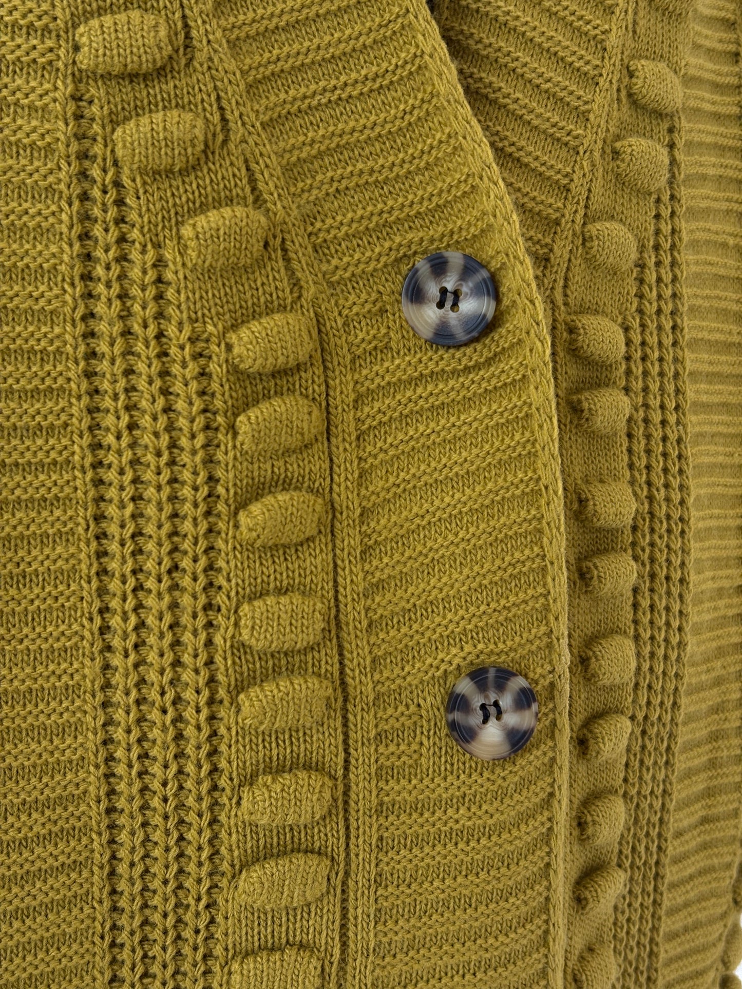 Cardigan gros mustard green de gramaj mare texturat din lana extrafina