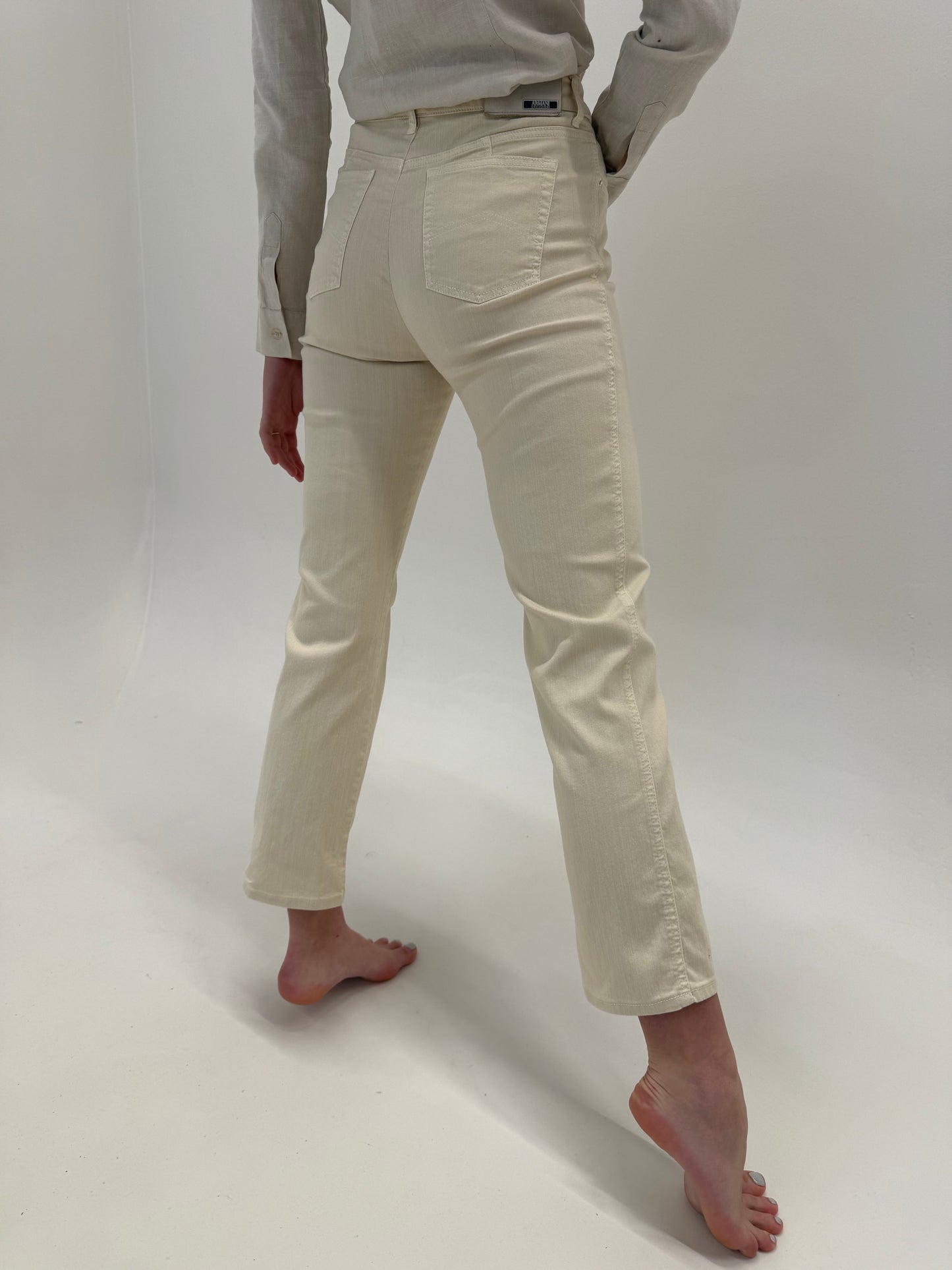 Pantaloni Armani vintage light nude din bumbac ultra confort modelator