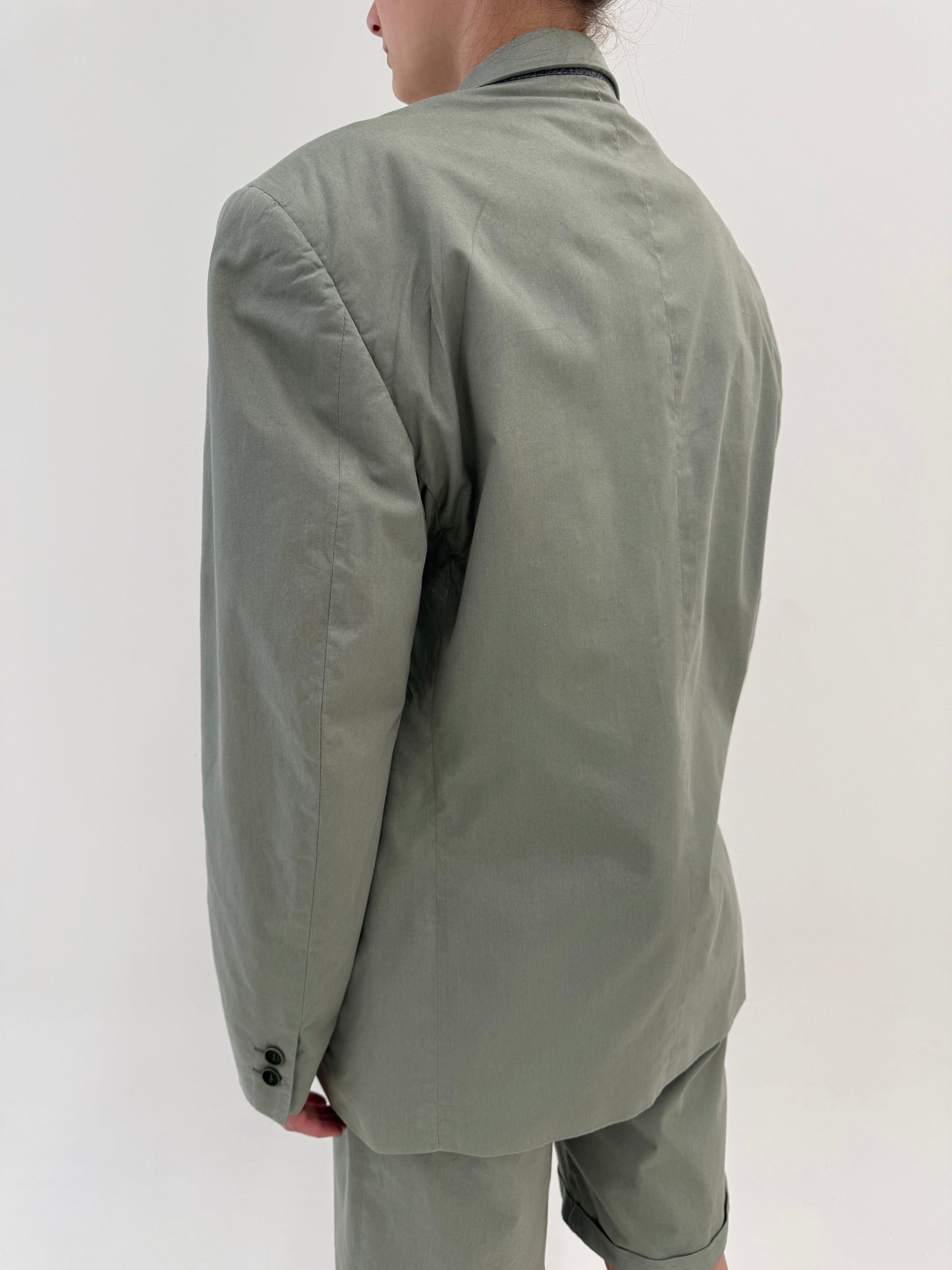 Costum vintage luxury de vară Ungaro din bumbac dusty Sage green