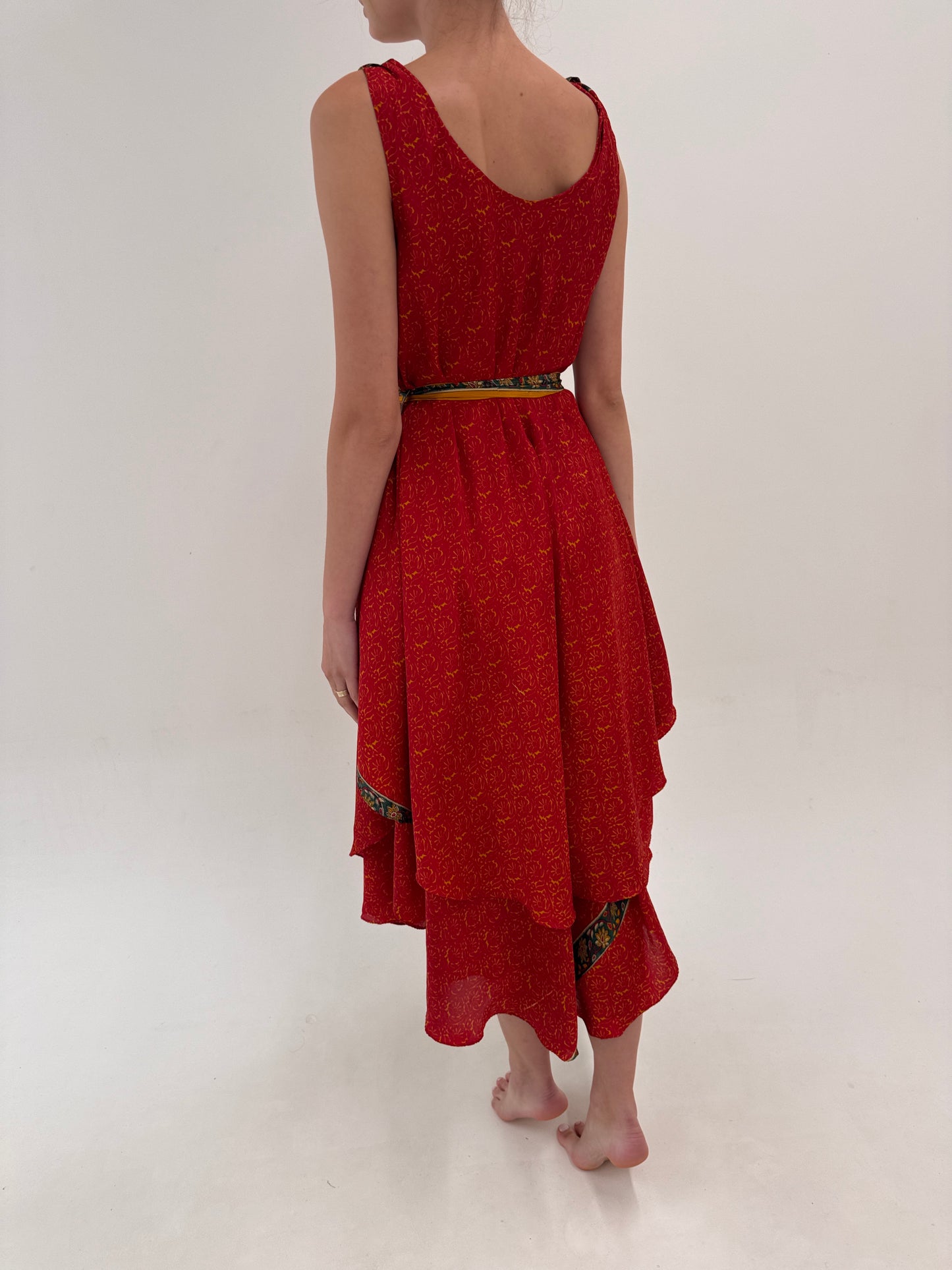 Rochie boho din mătase naturală în culori superbe free size cu cordon