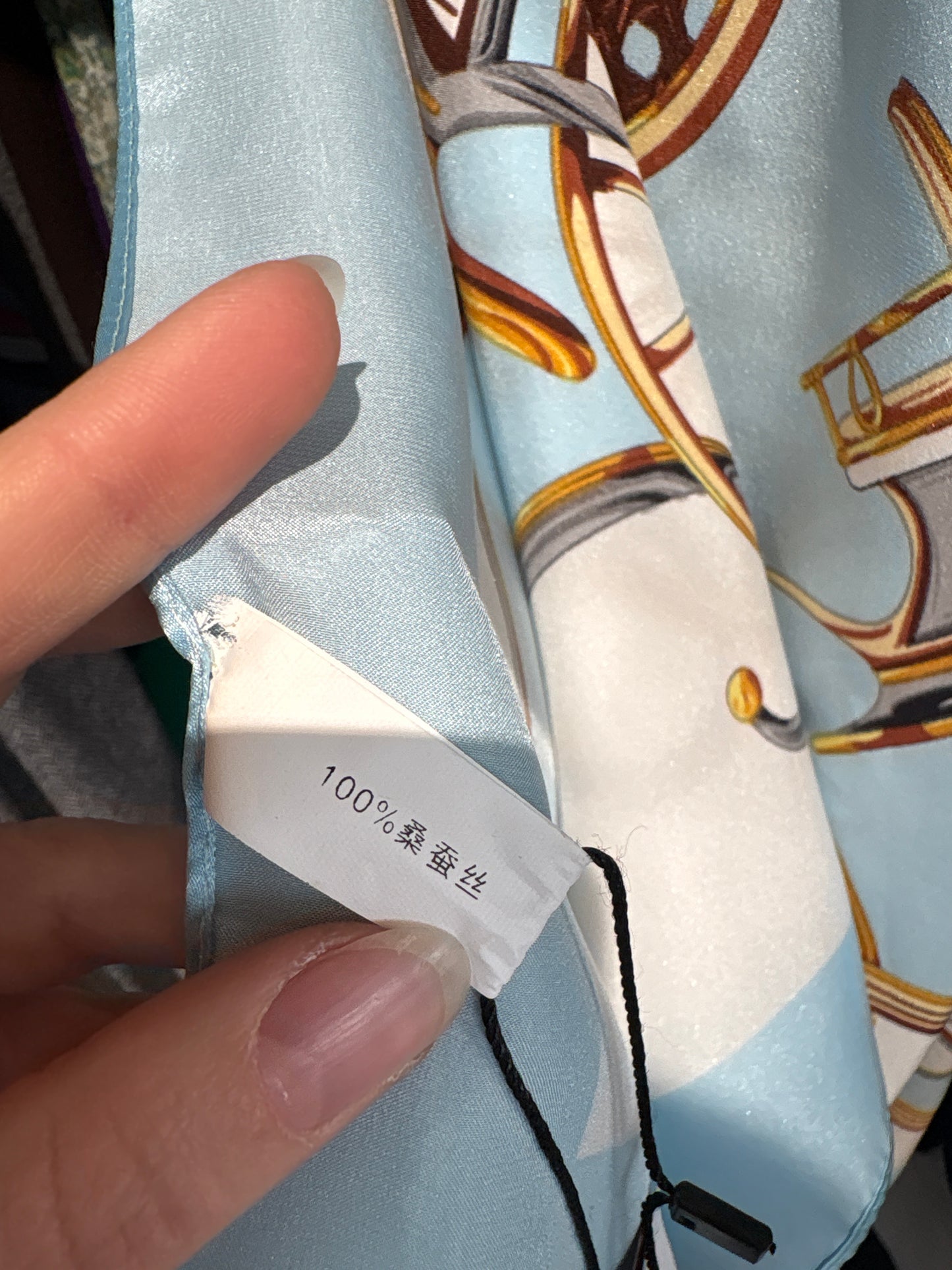 Eșarfă nouă XXL cu etichetă baby Blue și print în stil Hermes