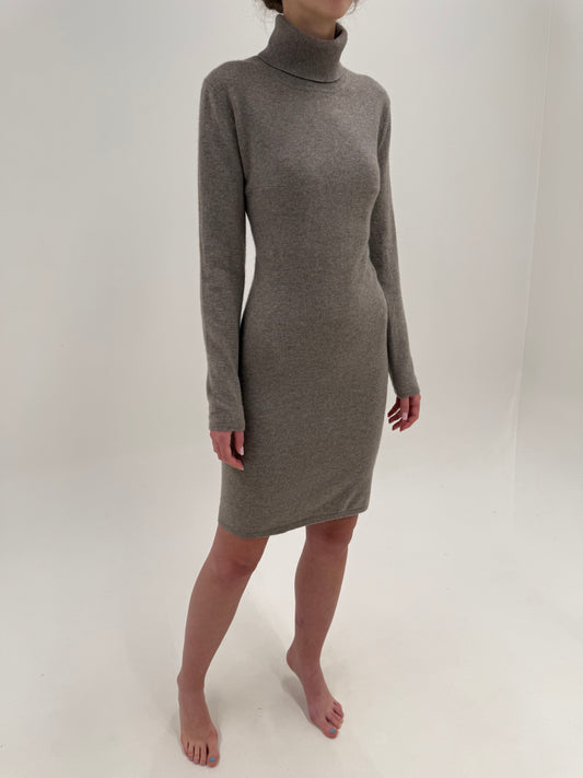 Rochie tip maleta dark nude 50% cașmir și 50% lana merino