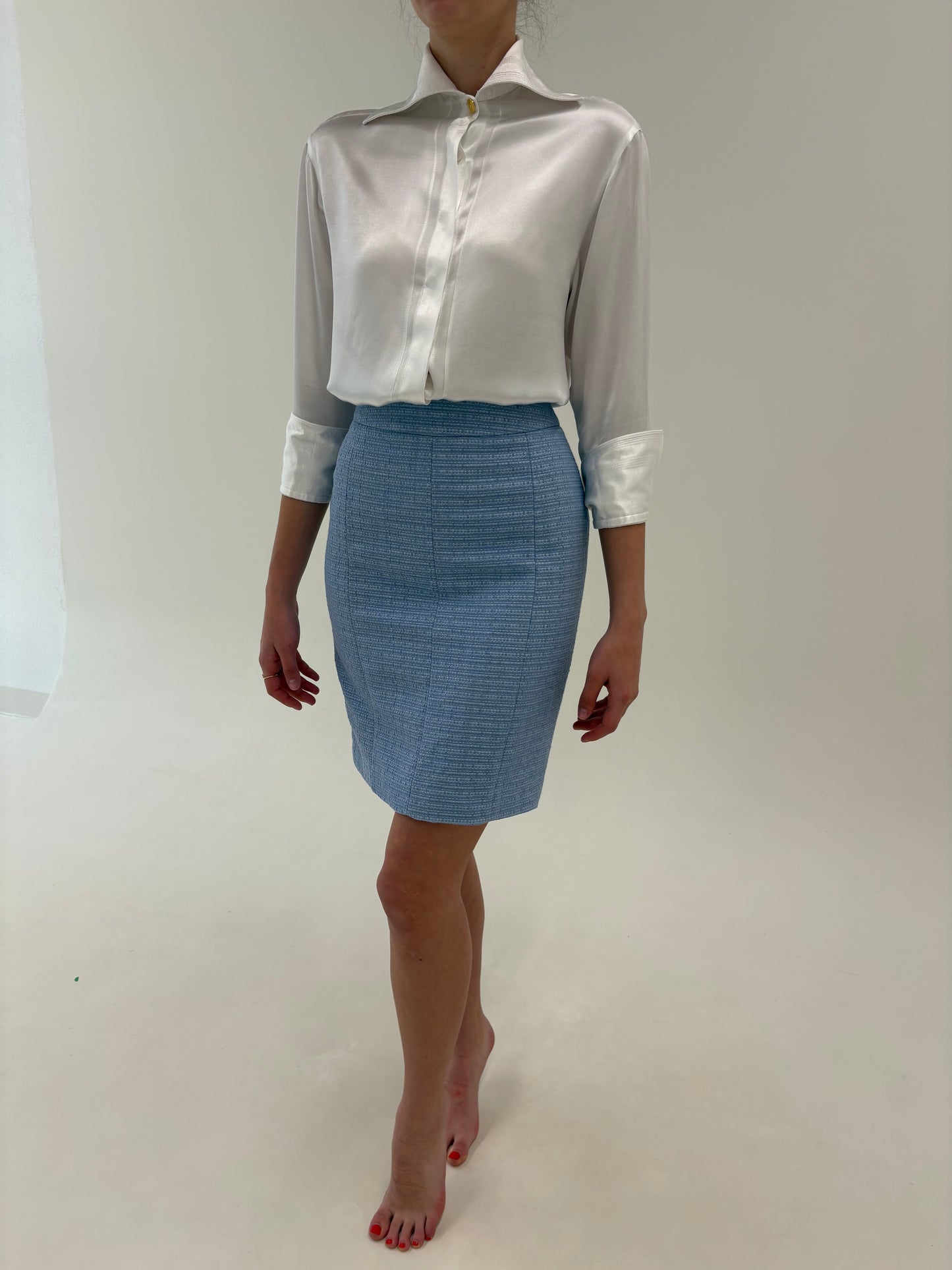 Fustă luxury Salvatore Ferragamo creion baby blue