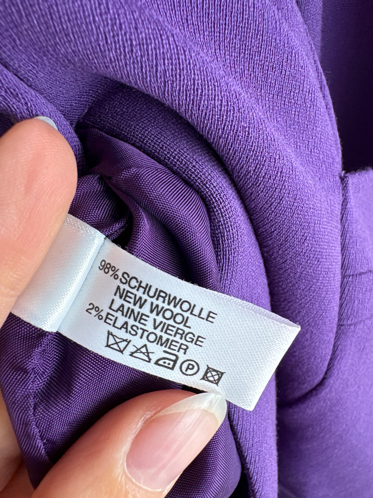 Sacou vintage din lana extrafina confort cu emblemă și revere late violet