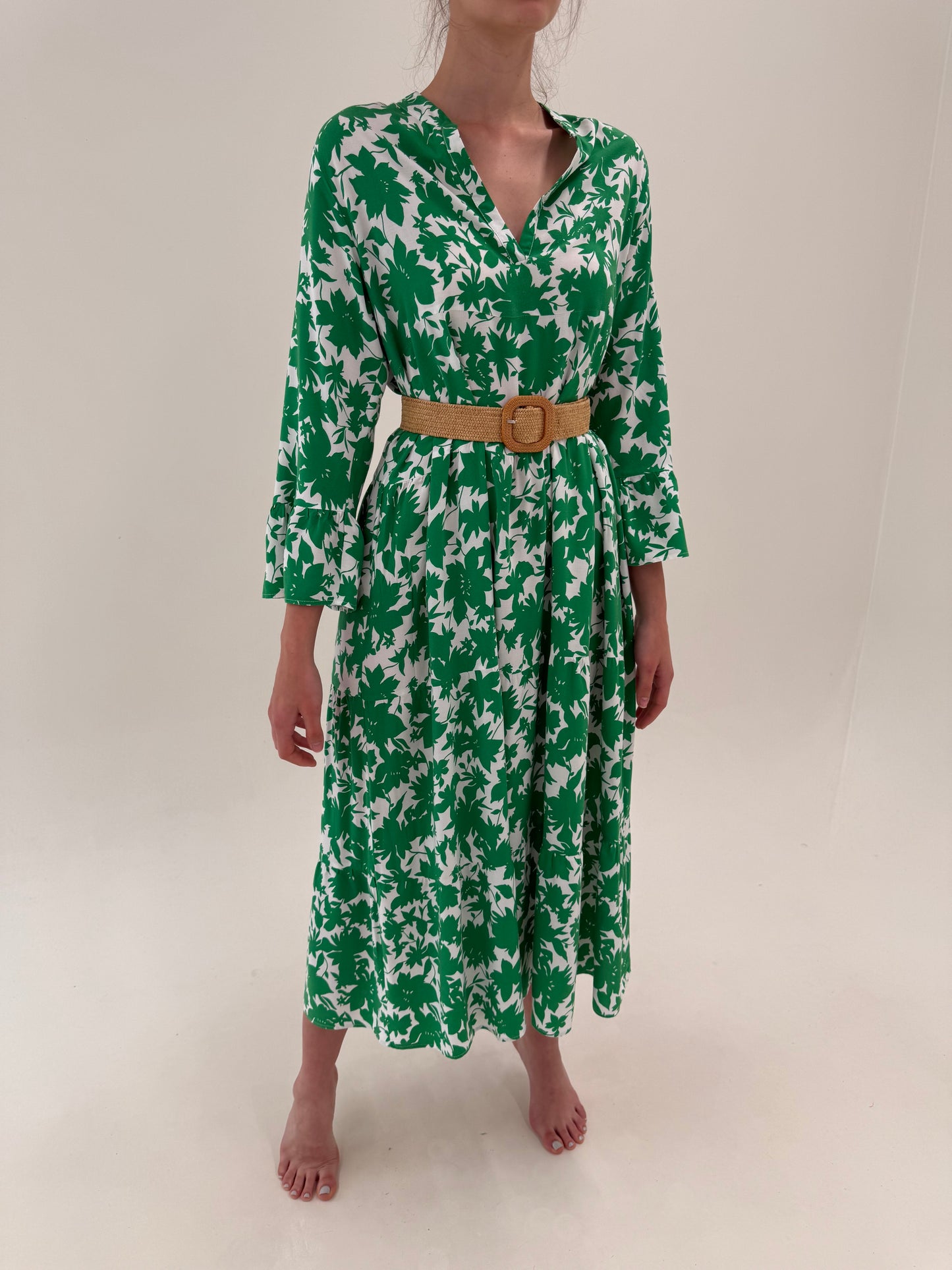 Rochie maxi cu print verde smarald ultra confort
