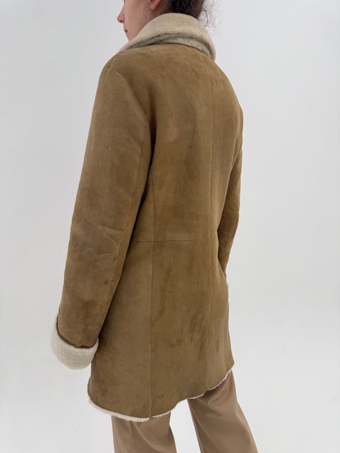 Blană naturală italiană shearling camel de brand ultra luxury