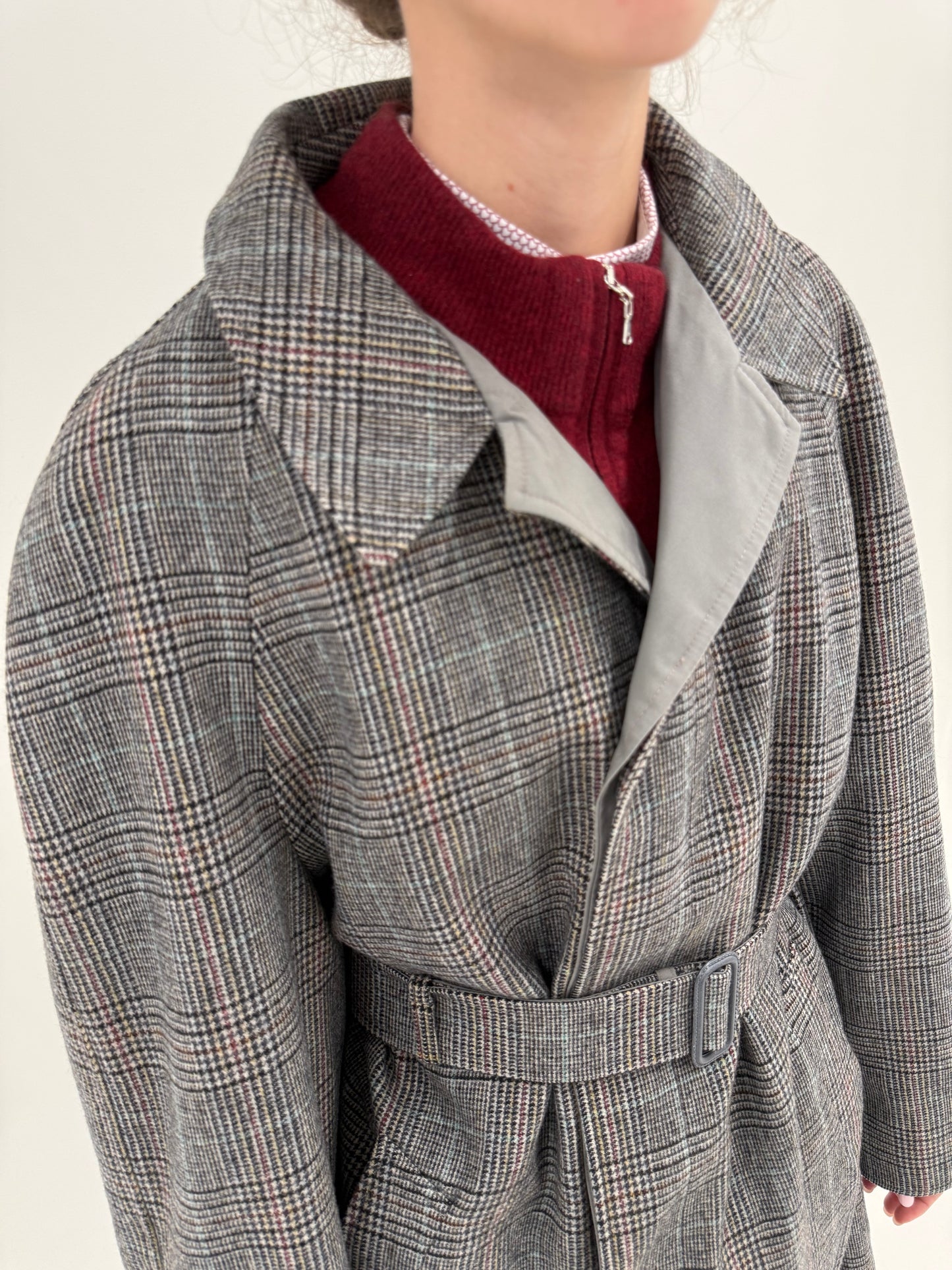 Palton vintage tip trench cu 2 fete una din lana și una din gabardină