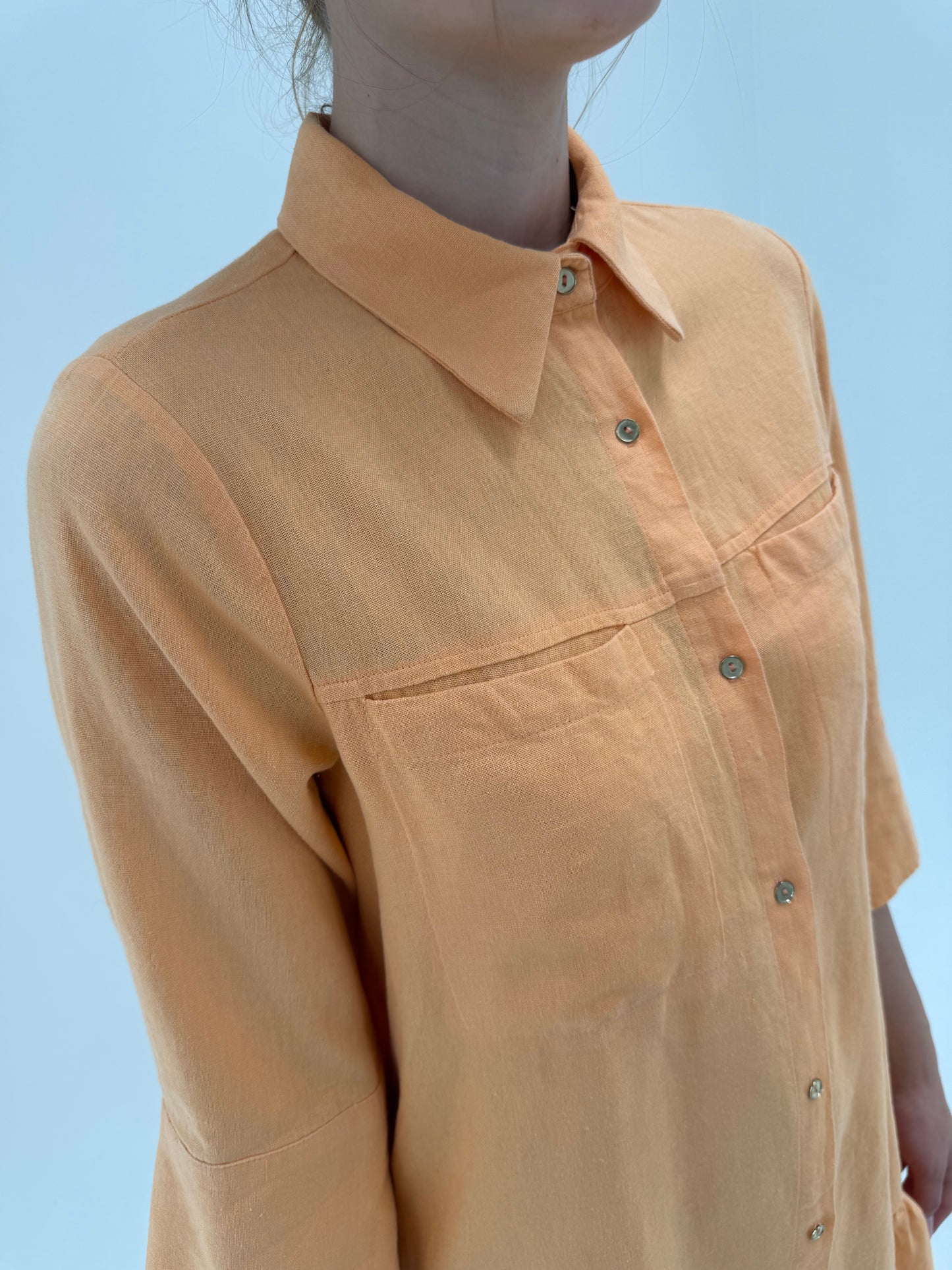 Rochie din pânză  în croi chic lejer powder orange