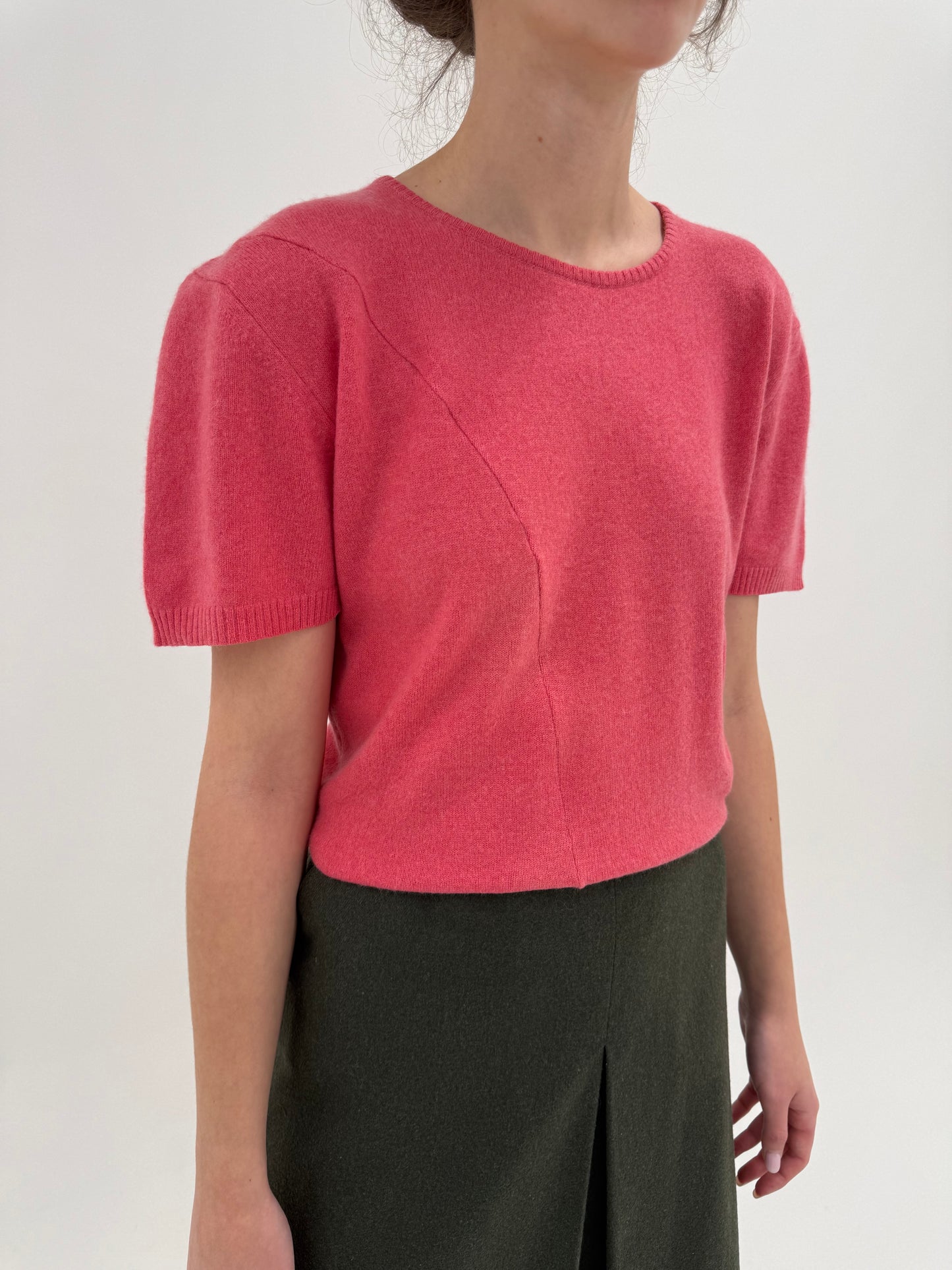 Top flamingo Pink din cașmir multiply