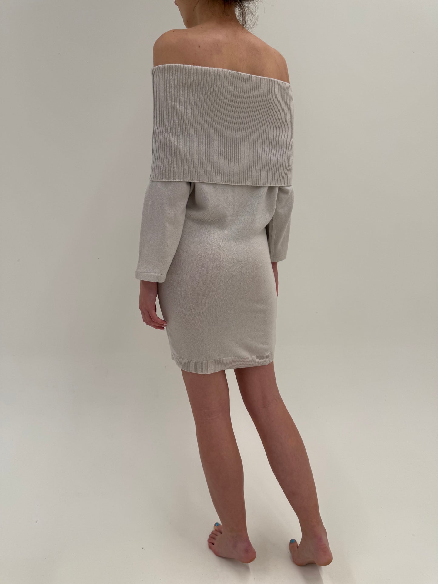 Rochie mini silver gray italiană din lana extrafina de gramaj mare